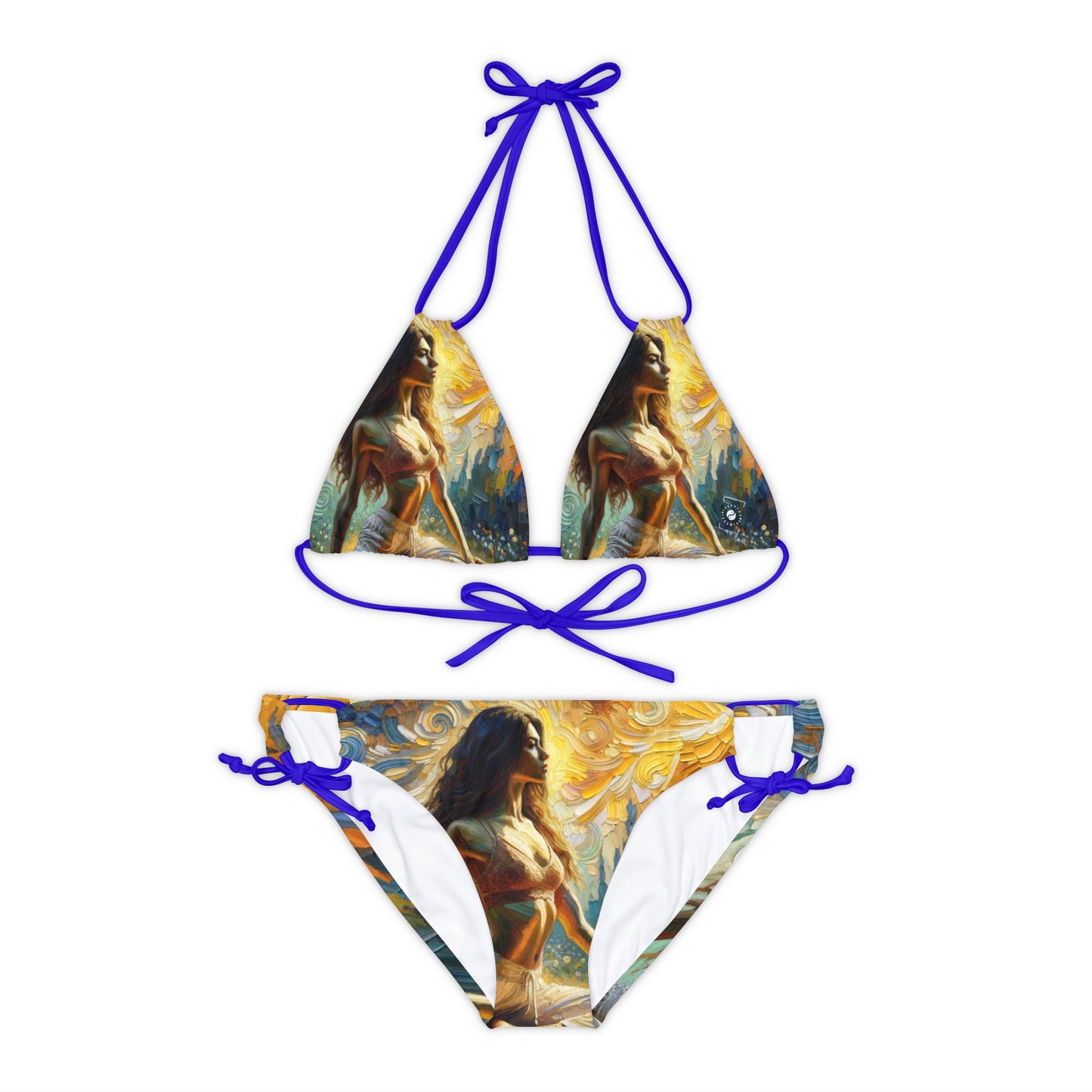 "Golden Warrior: A Tranquil Harmony" - Lace-up Bikini Set