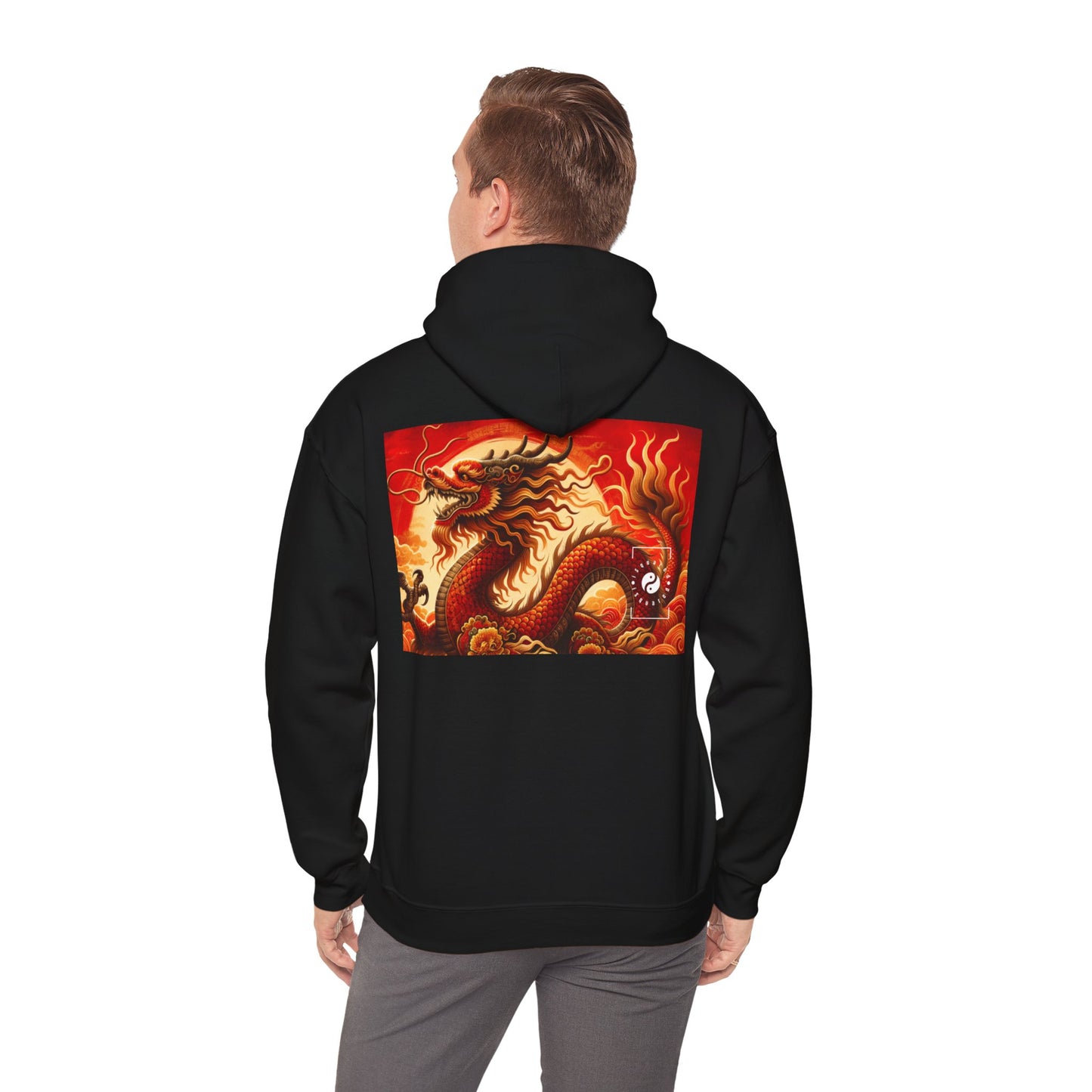 "Golden Dragon Dance in the Crimson Twilight" - Hoodie