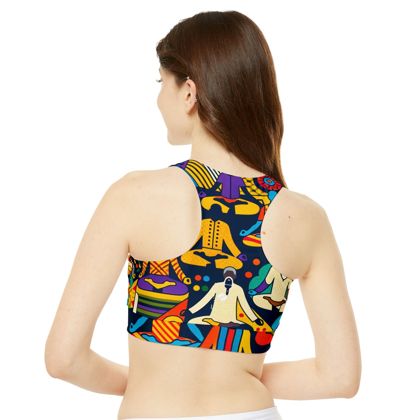 Vibrant Sadana: Prana in Nouveau Réalité - High Neck Crop Top