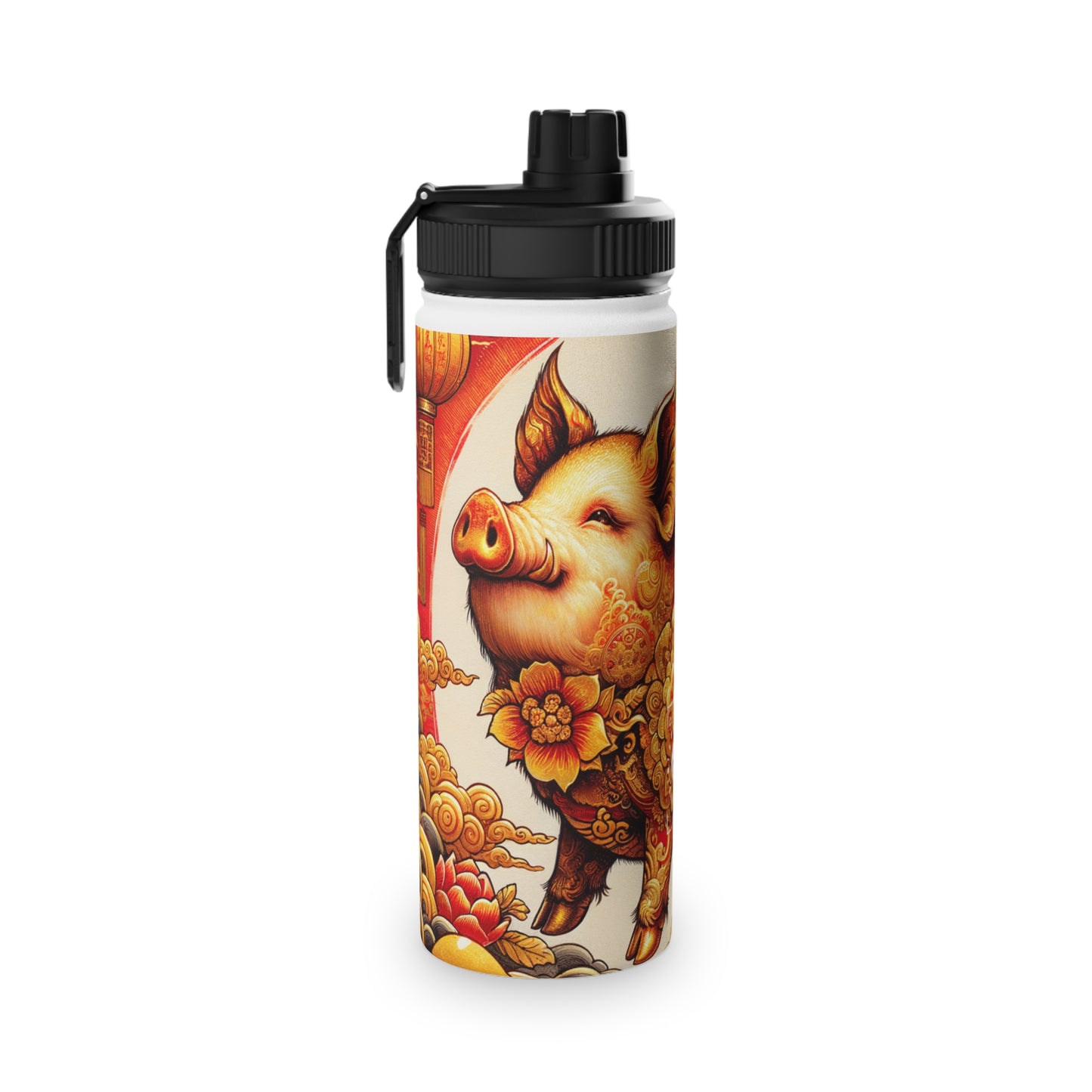 "Golden Prosperity: The Divine Swine Celebration" - Sports Water Bottle