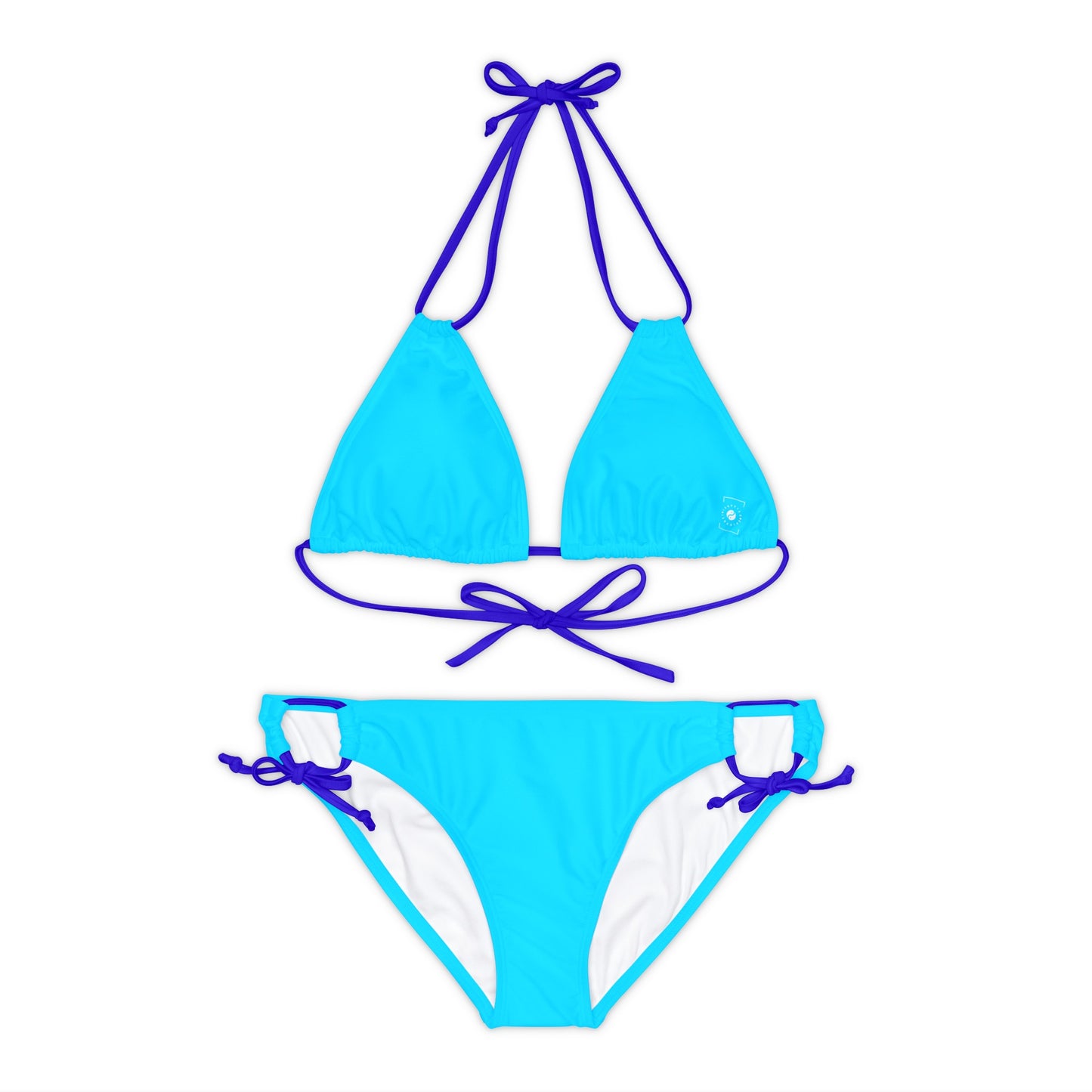 #04D9FF  Neon Blue - Lace-up Bikini Set