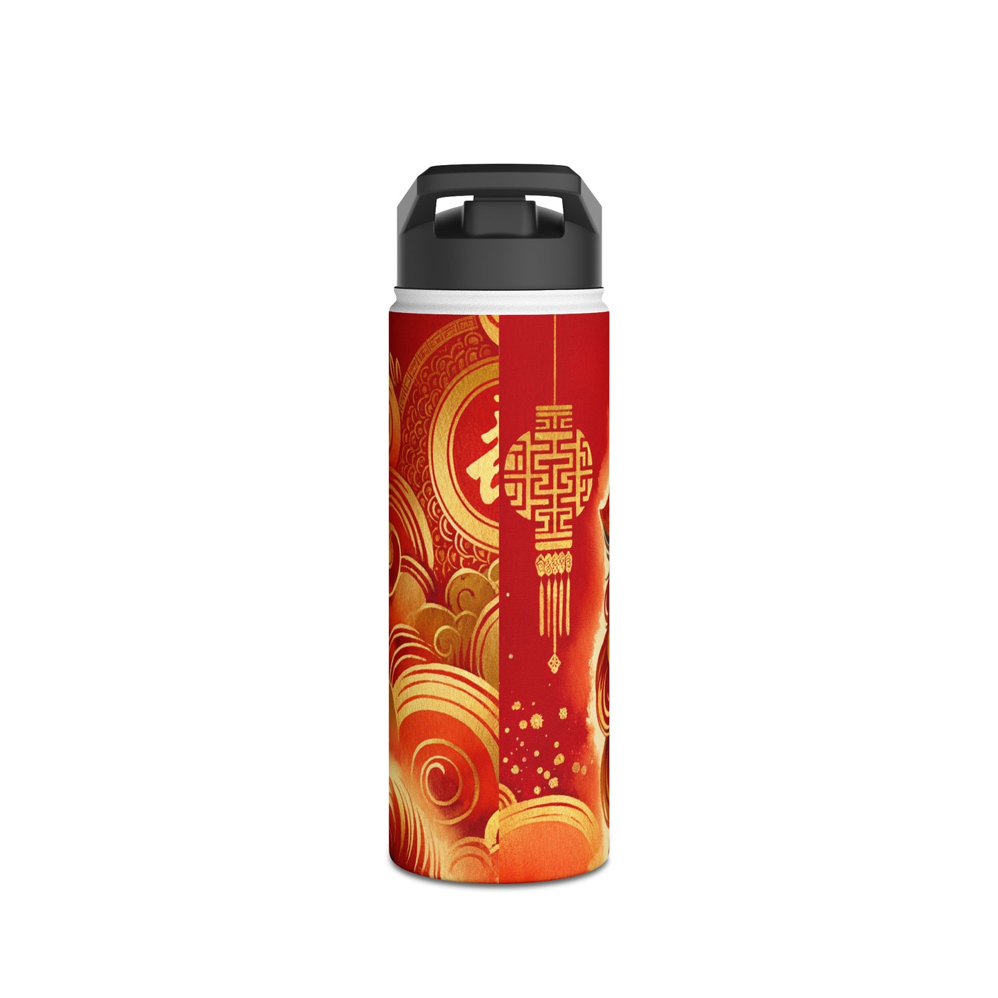 "Golden Canine Emissary on Crimson Tide: A Chinese New Year Odyssey" - Water Bottle