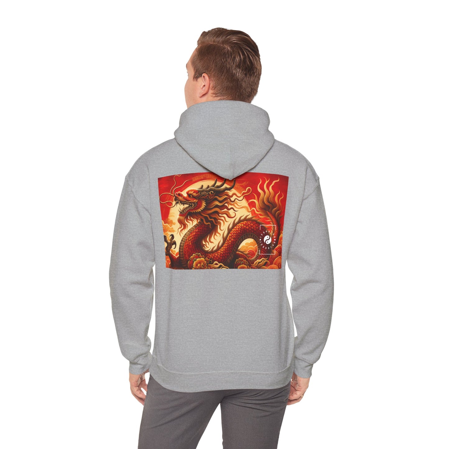 "Golden Dragon Dance in the Crimson Twilight" - Hoodie