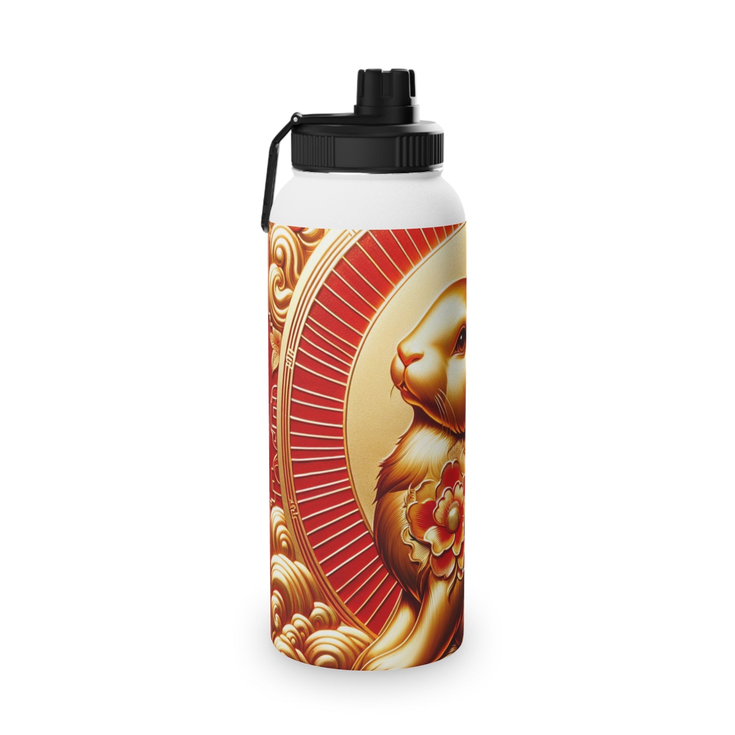 "Golden Blessings: Lunar Rabbit's Resplendence" - Sports Water Bottle