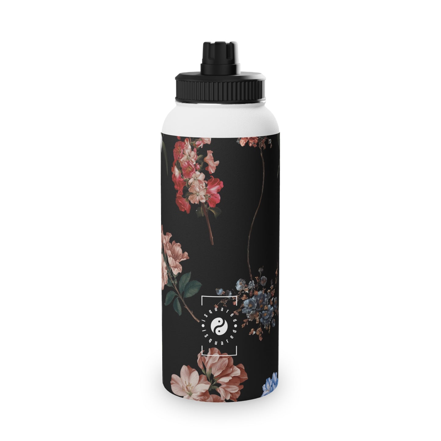 Botanicals on Black - Sports Water Bottle