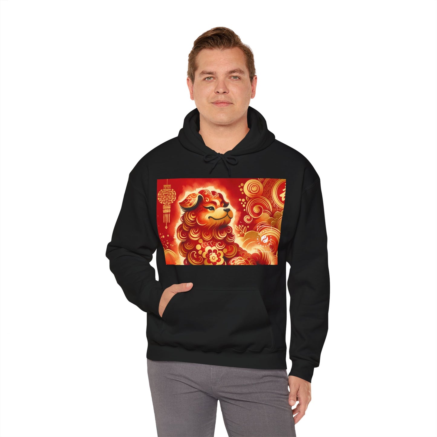 "Golden Canine Emissary on Crimson Tide: A Chinese New Year Odyssey" - Hoodie