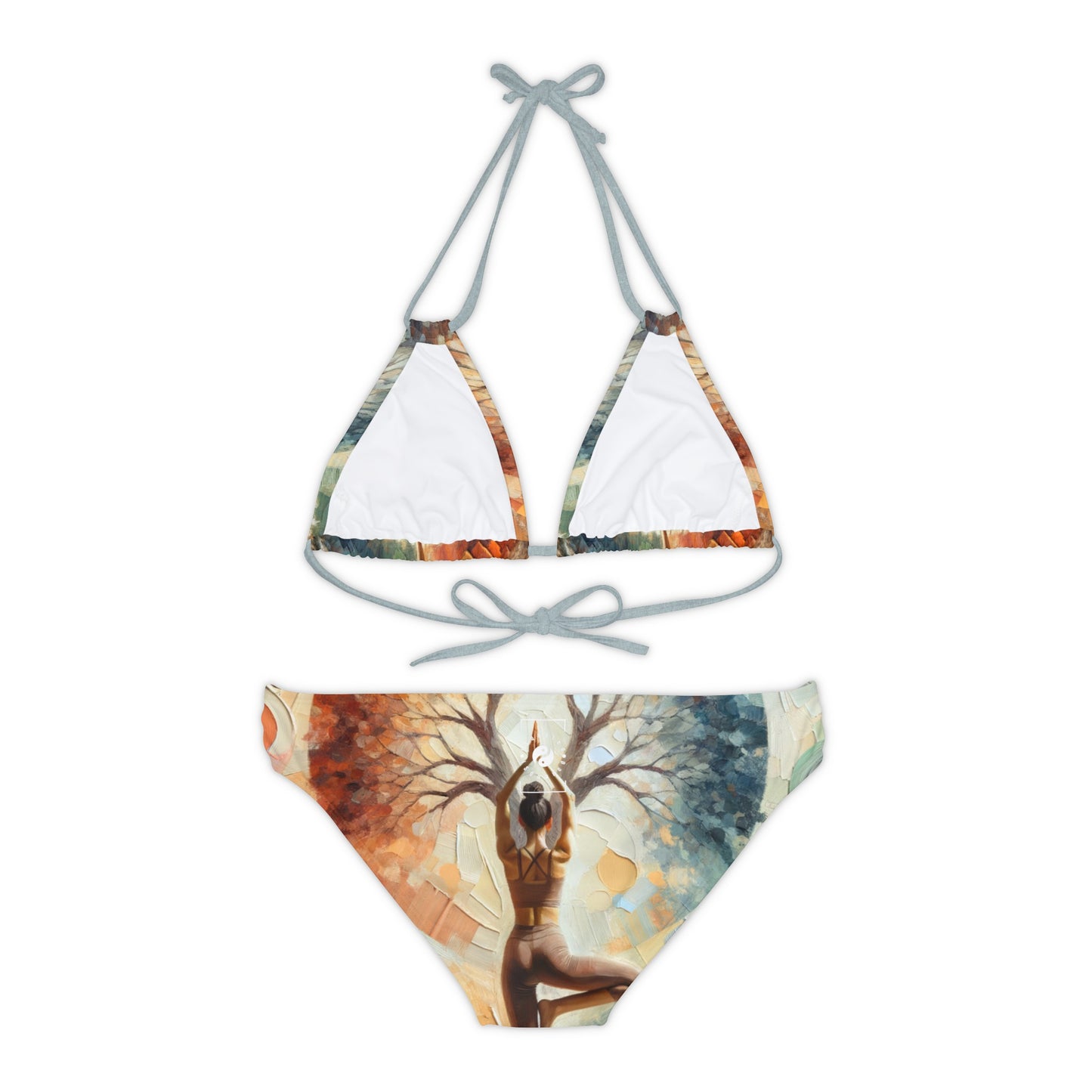 "Stability in Surrender: Vrikshasana in Harmony with Earth" - Lace-up Bikini Set