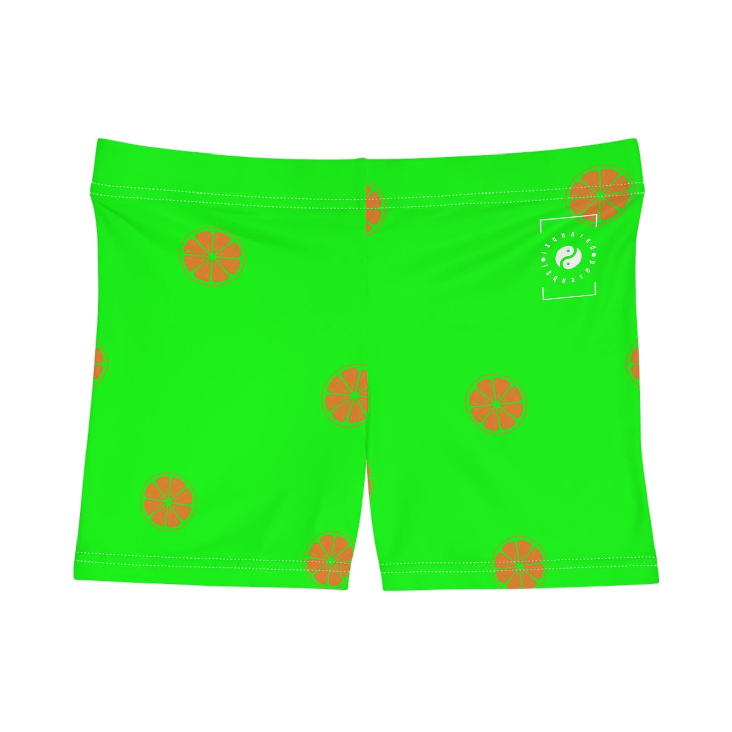 #05FD00 Lime Green + Mandarin - Mini Hot Yoga Short