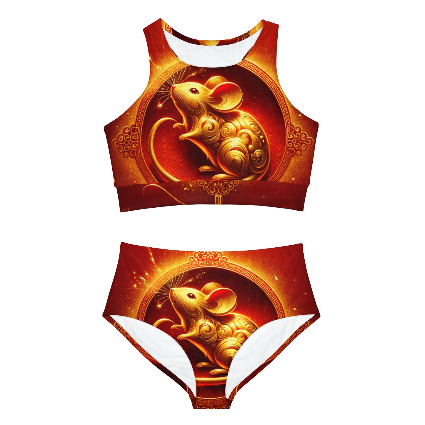 "Golden Emissary: A Lunar New Year's Tribute" - Hot Yoga Bikini Set