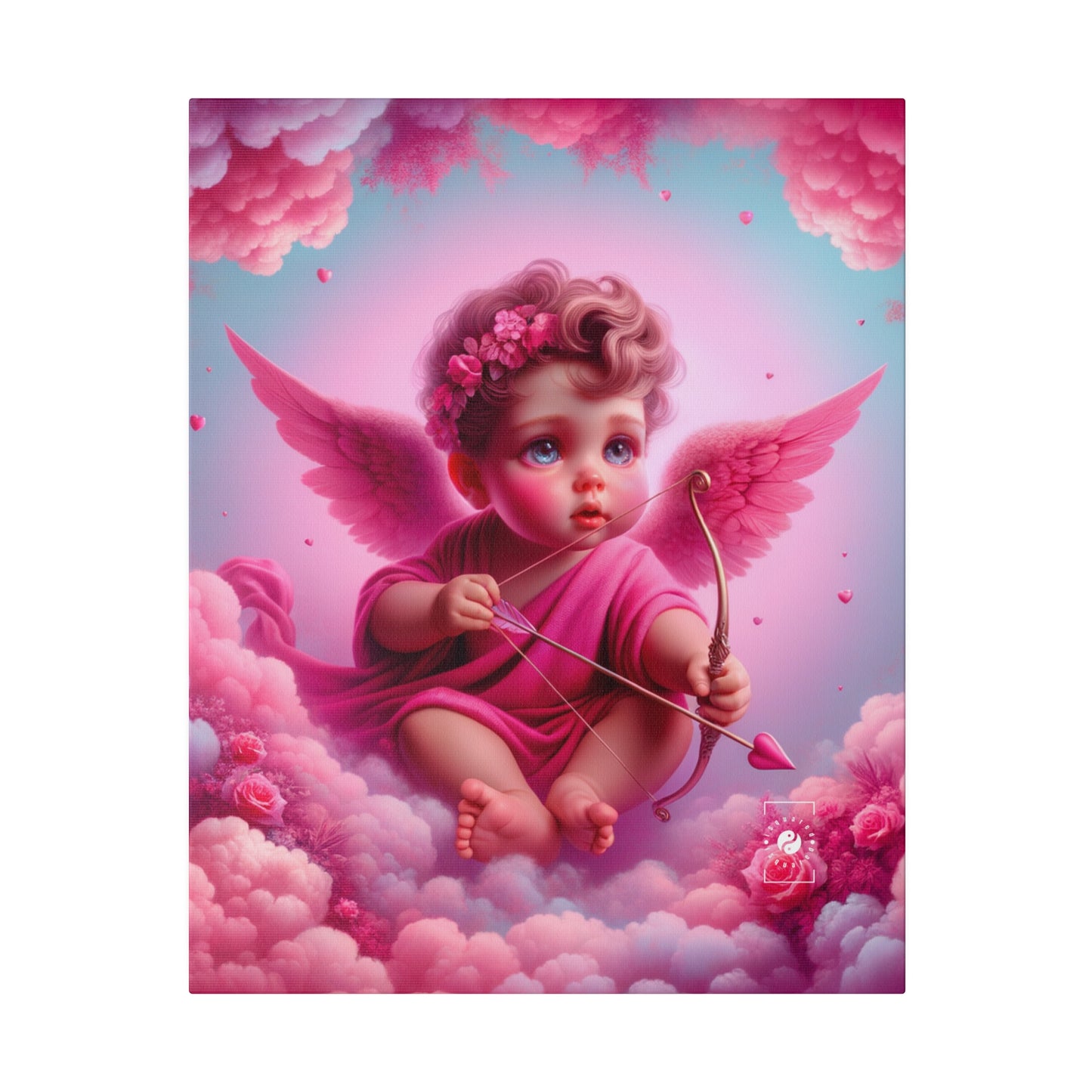 "Bold Blush: A Cupid's Love Affair" - Art Print Canvas