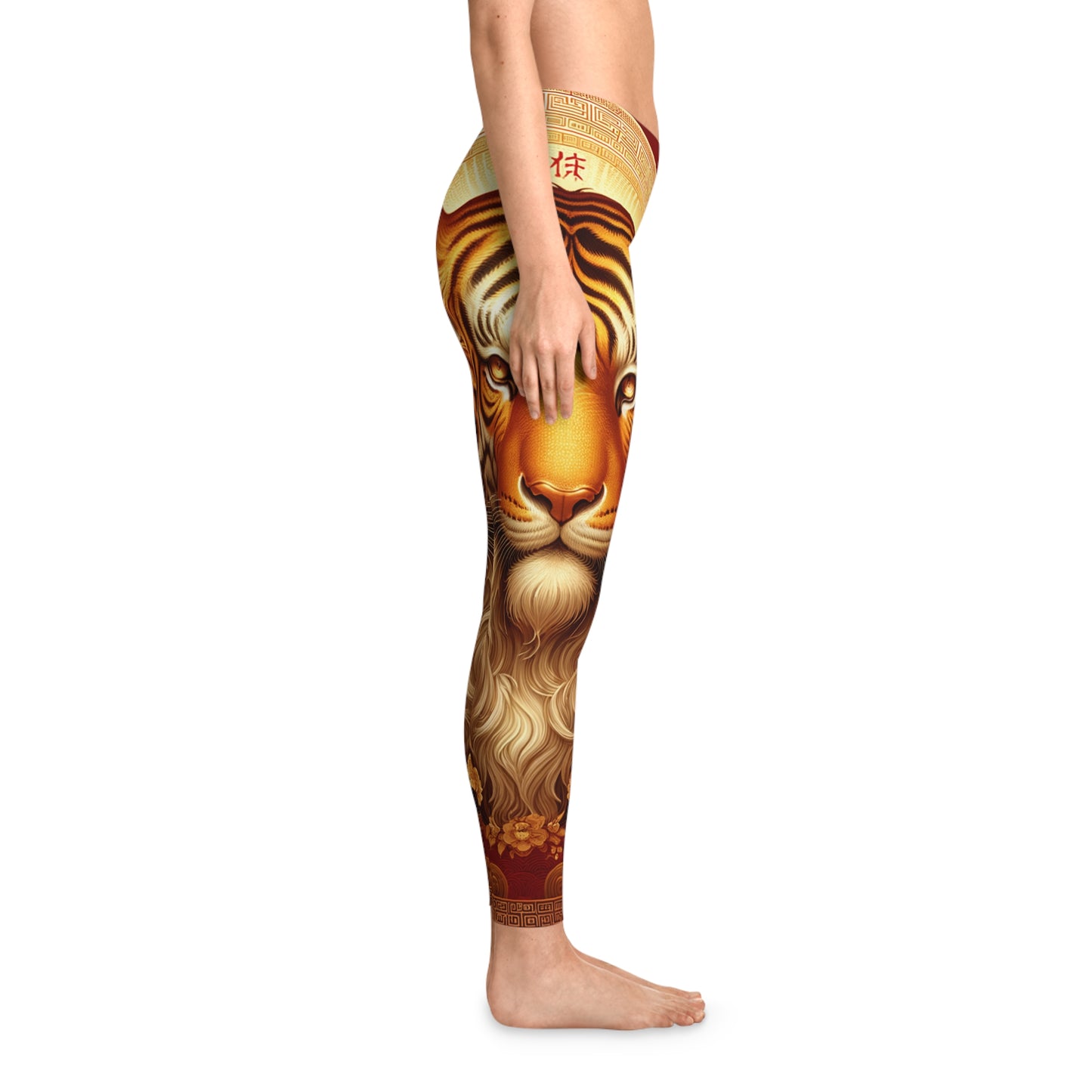 "Golden Majesty: Ascension of the Lunar Tiger" - Unisex Tights