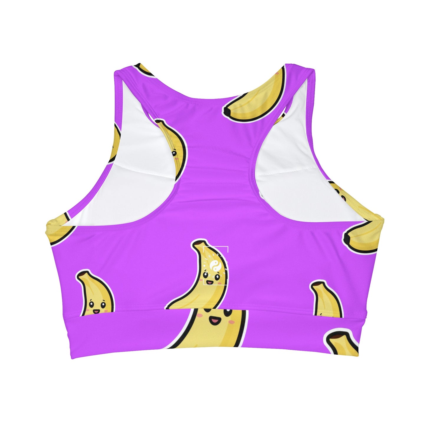 #D65BFF Purple + Banana - High Neck Crop Top