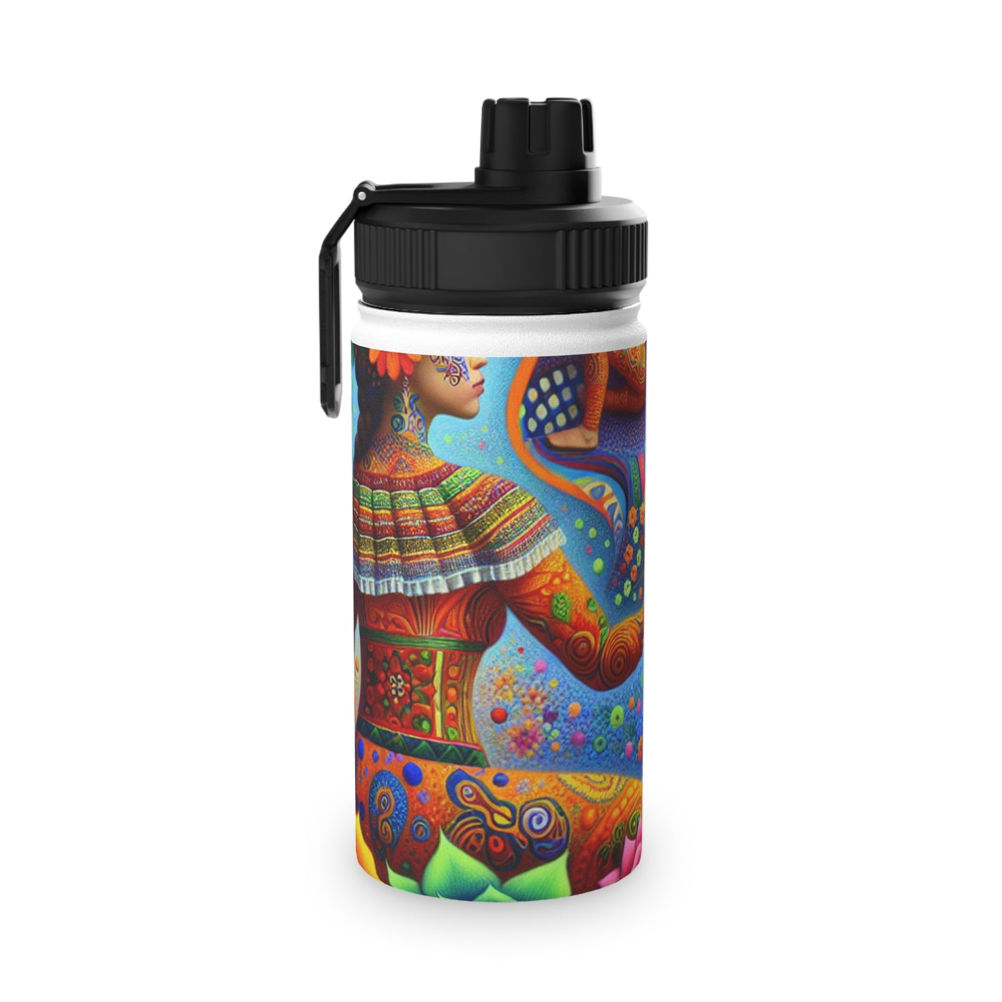 "Kahlo-Kusama Blossom Asanas: A Surreal Yoga Symphony" - Sports Water Bottle