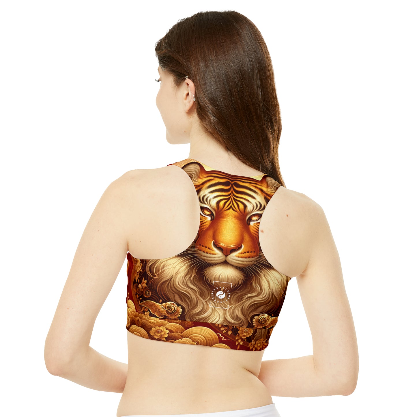 "Golden Majesty: Ascension of the Lunar Tiger" - High Neck Crop Top