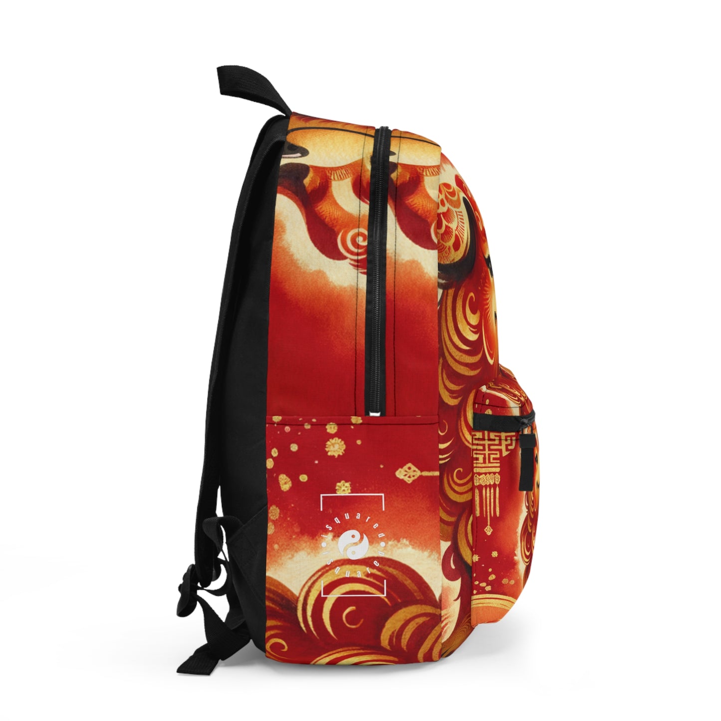 "Golden Canine Emissary on Crimson Tide: A Chinese New Year Odyssey" - Backpack