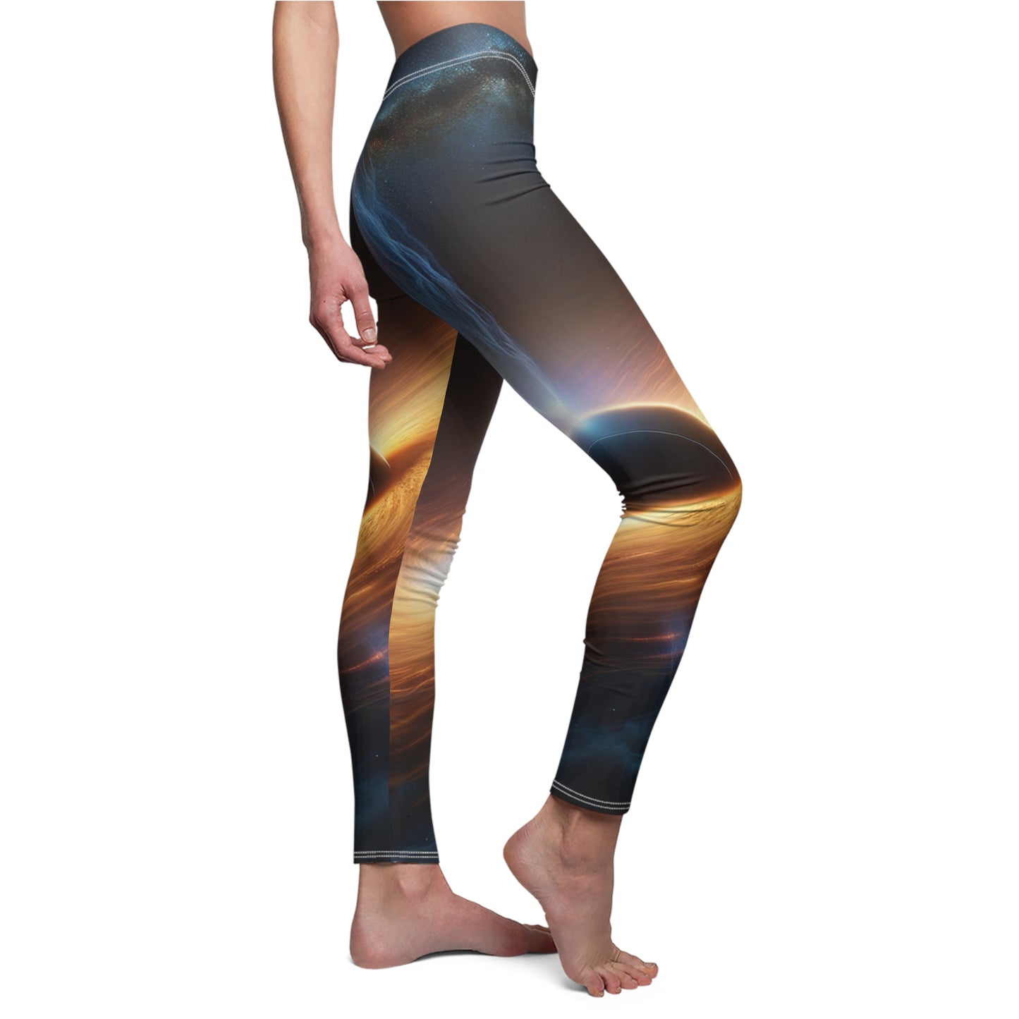 "Discs of Illumination: Black Hole Reverie" - Casual Leggings