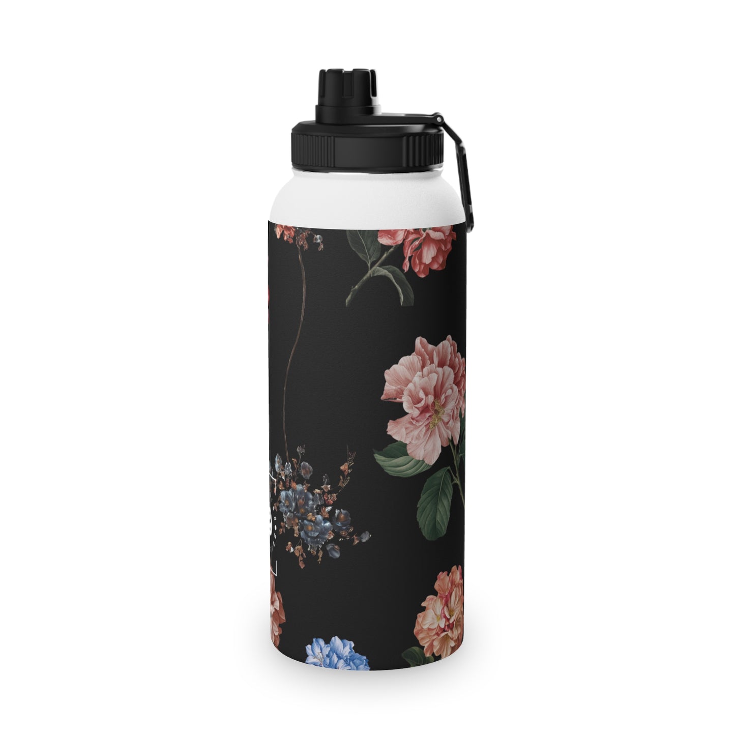 Botanicals on Black - Sports Water Bottle