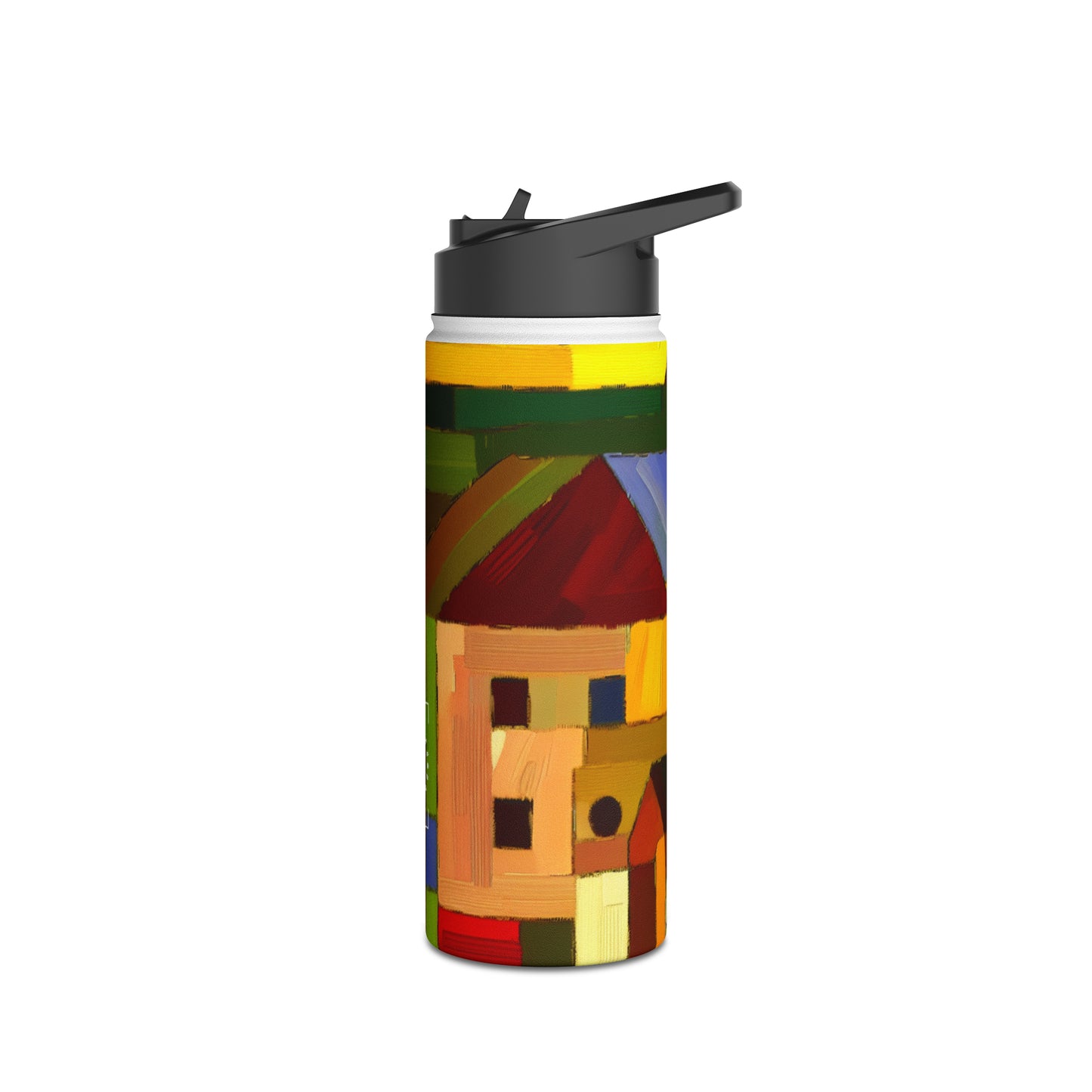 "Earthen Adobes in Hues of Hundertwasser" - Water Bottle