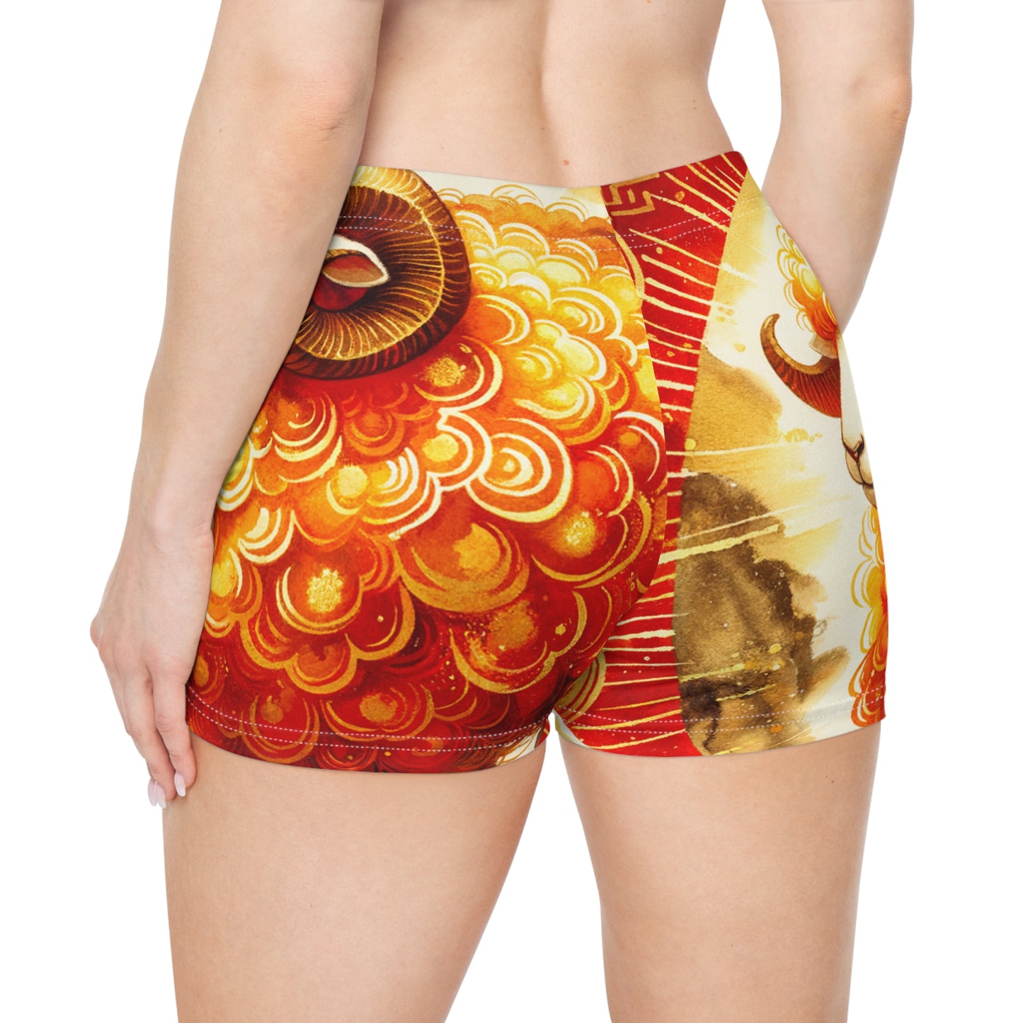 "Auspicious Gold of Divine Ewe: A Lunar New Year Revelry" - Mini Hot Yoga Short