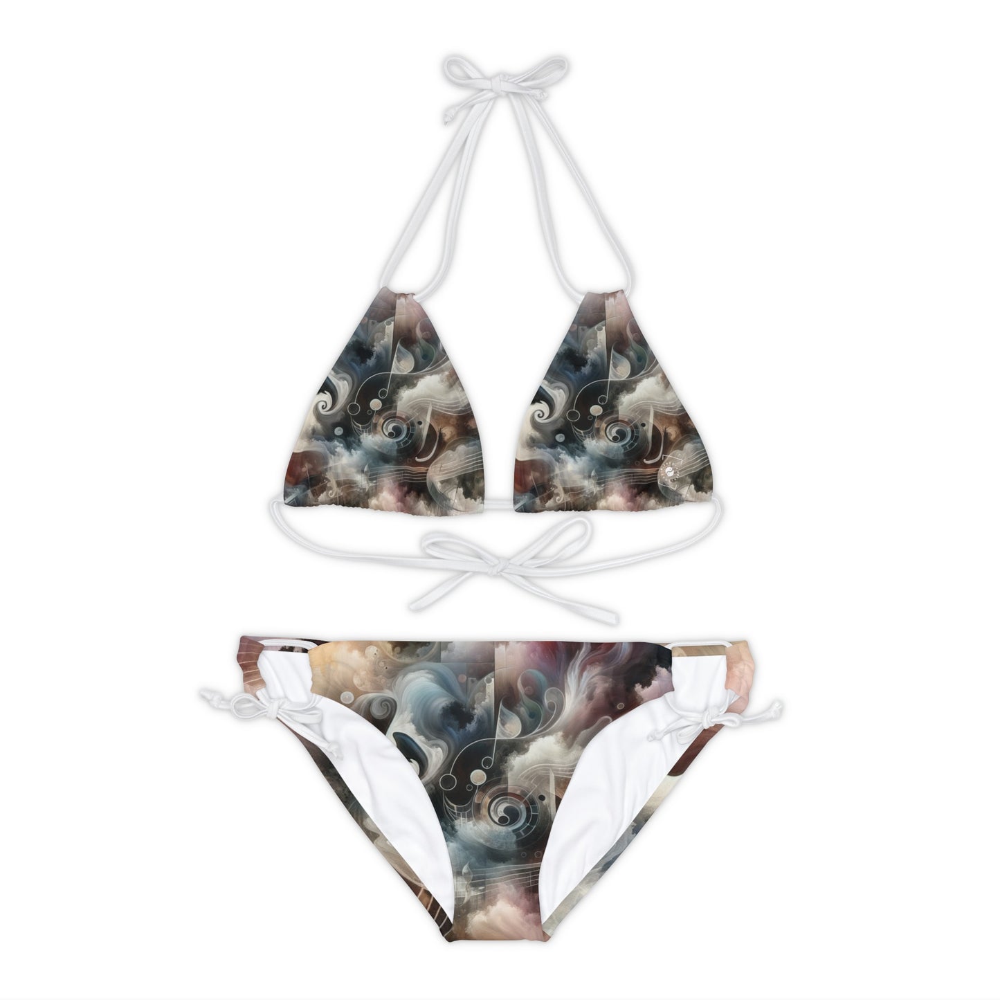 "Harmony of Descent: An Abstract Ode to La Traviata" - Lace-up Bikini Set