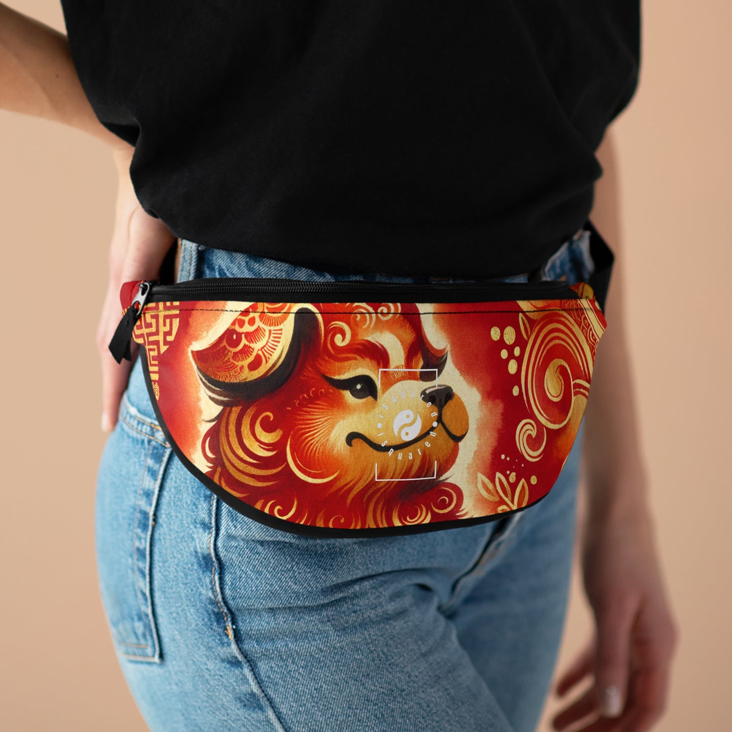 "Golden Canine Emissary on Crimson Tide: A Chinese New Year Odyssey" - Fanny Pack