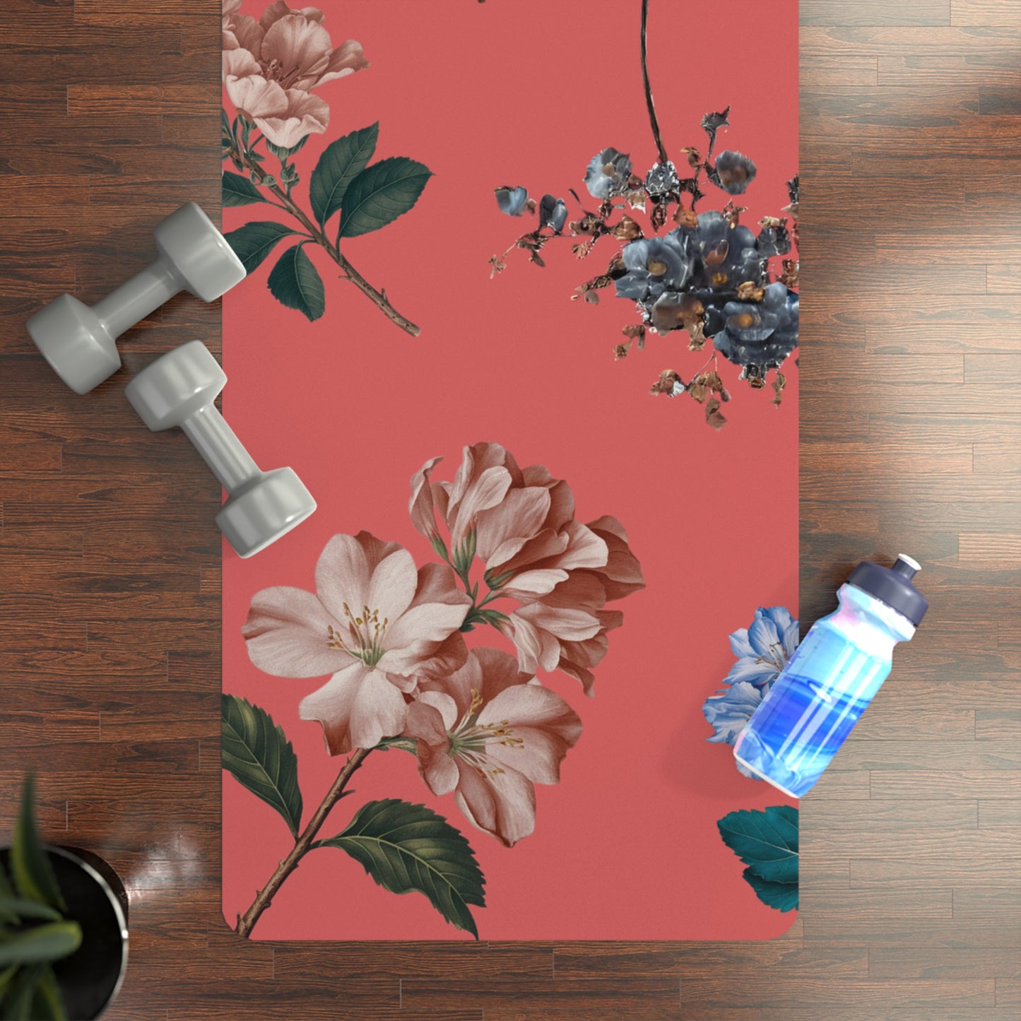 Botanicals on Coral - Yoga Mat