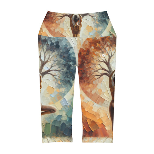 « Stabilité dans l'abandon : Vrikshasana en harmonie avec la Terre » - Leggings Capri taille haute