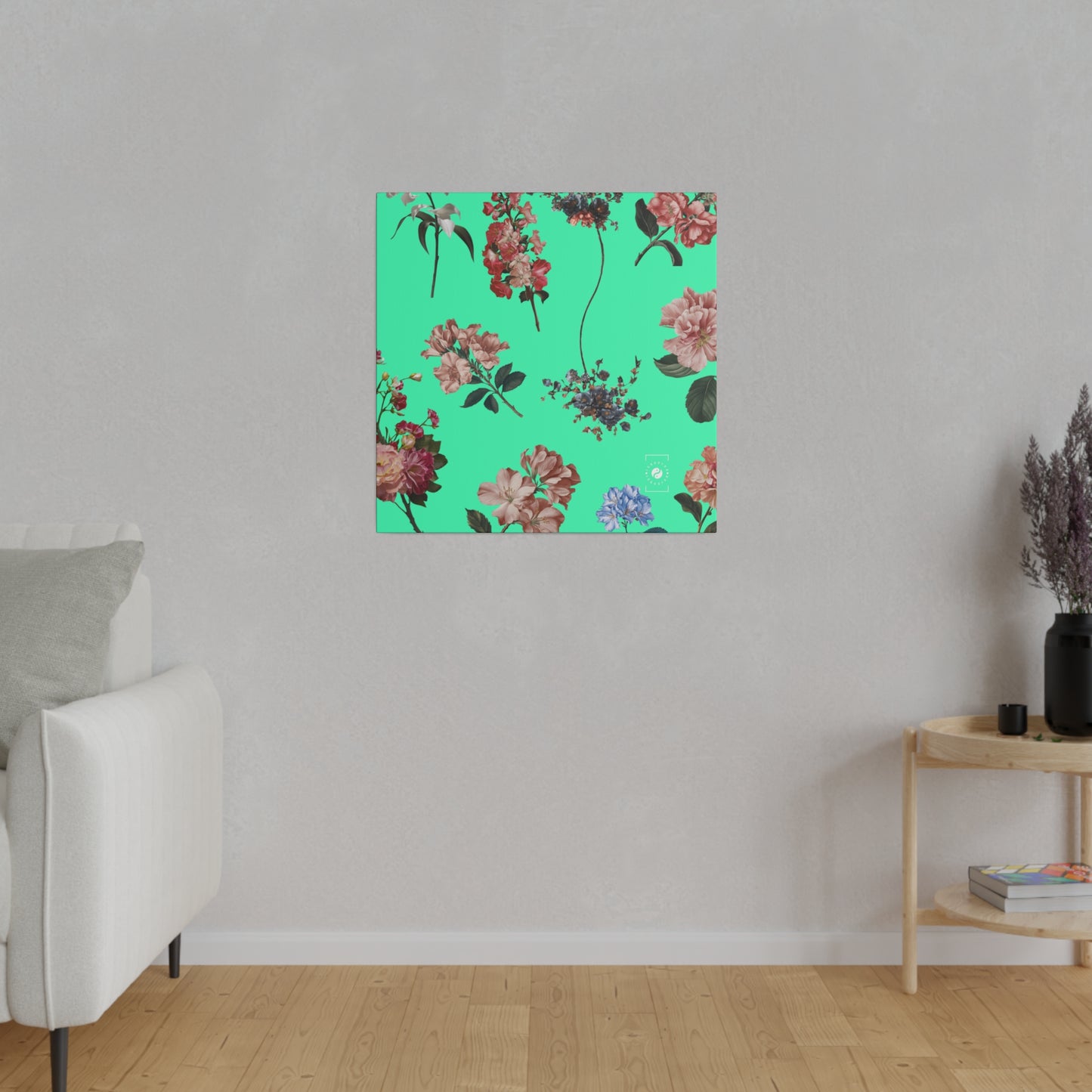 Botanicals on Turquoise - Art Print Canvas