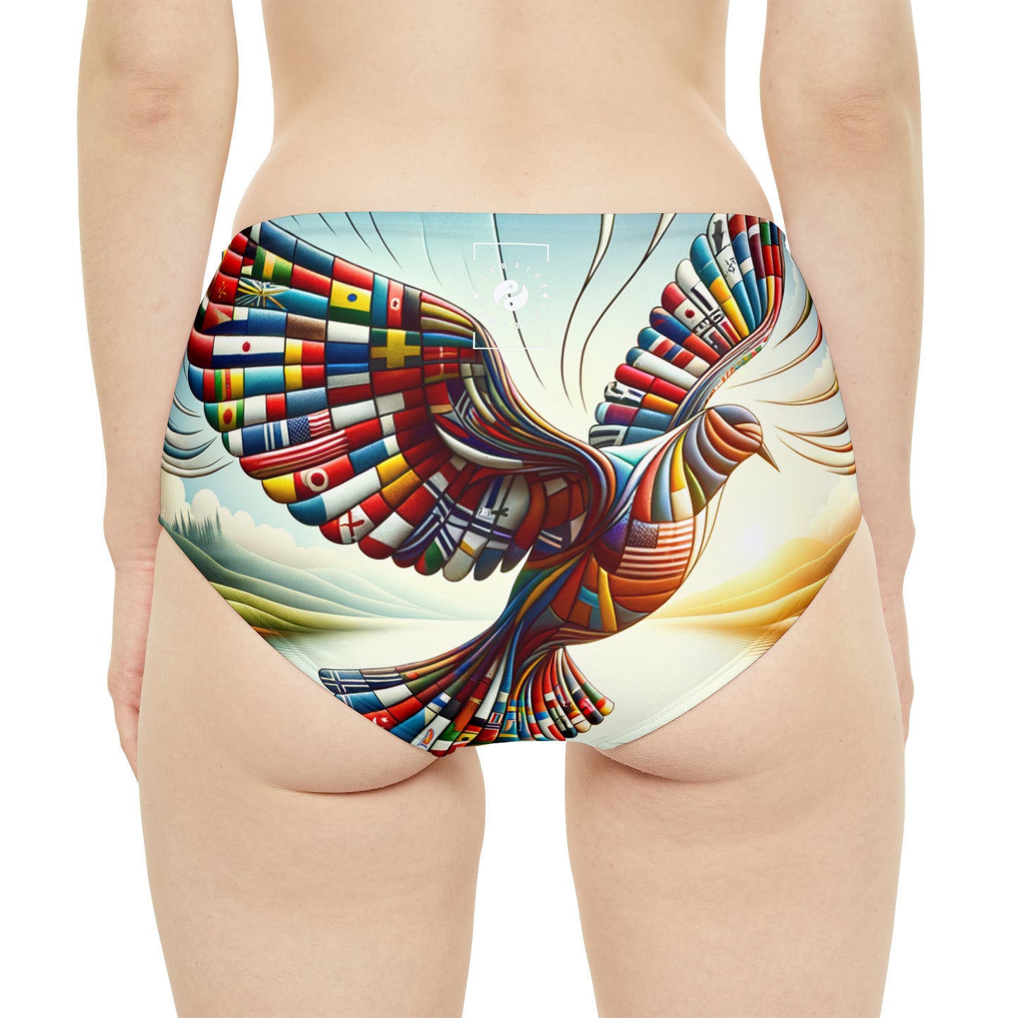 "Global Tapestry of Tranquility" - High Waisted Bikini Bottom