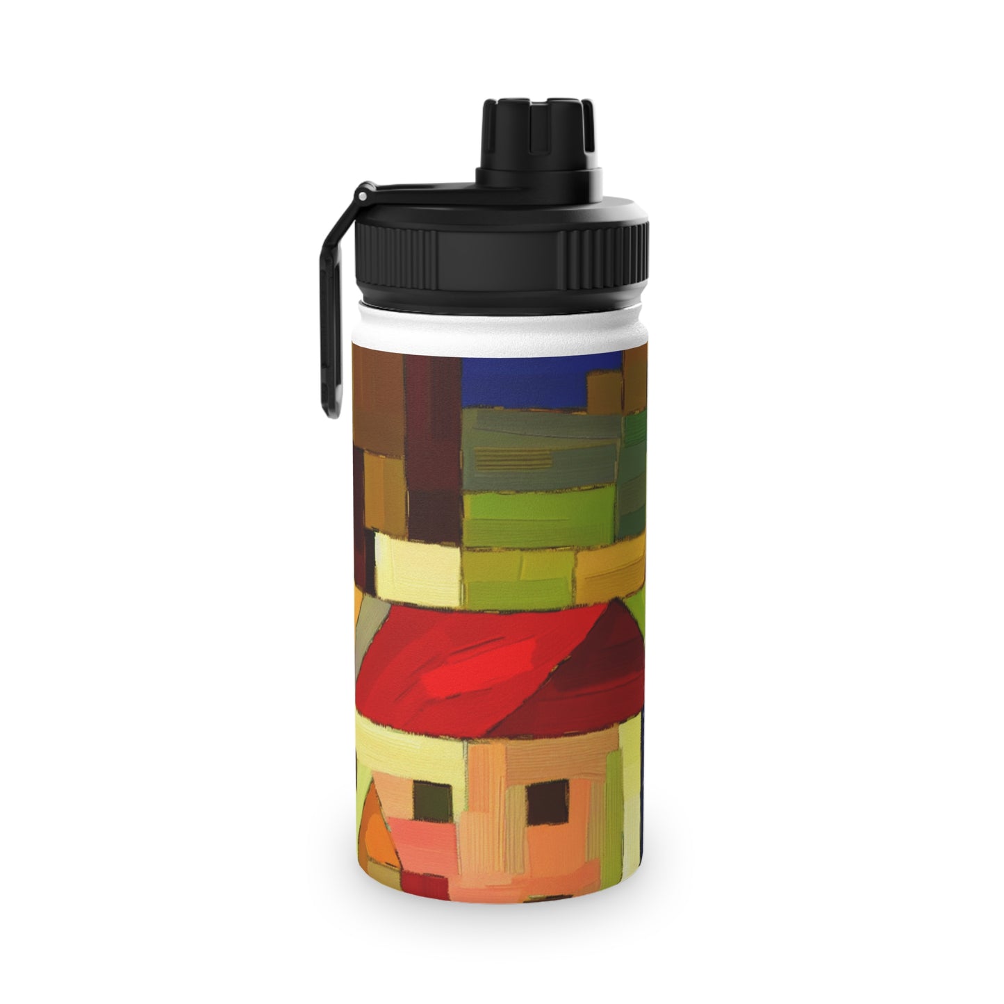 "Earthen Adobes in Hues of Hundertwasser" - Sports Water Bottle