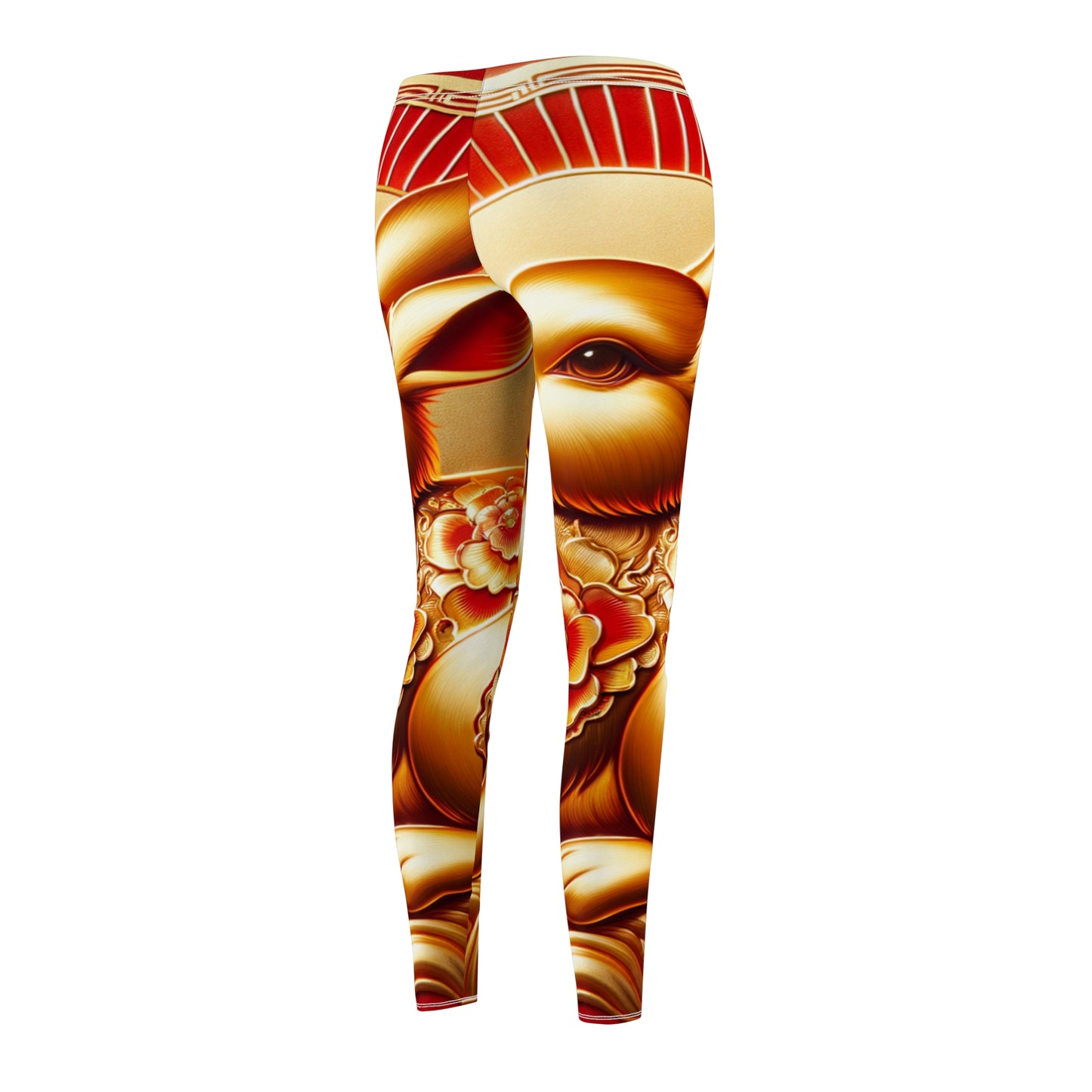 "Golden Blessings: Lunar Rabbit's Resplendence" - Casual Leggings