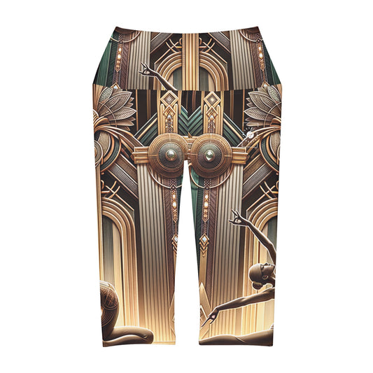 "Deco Serenity: A Fusion of Opulence and Zen" - High Waisted Capri Leggings