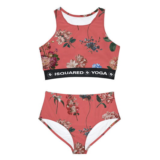 Botanicals on Coral - Hot Yoga Bikini Set