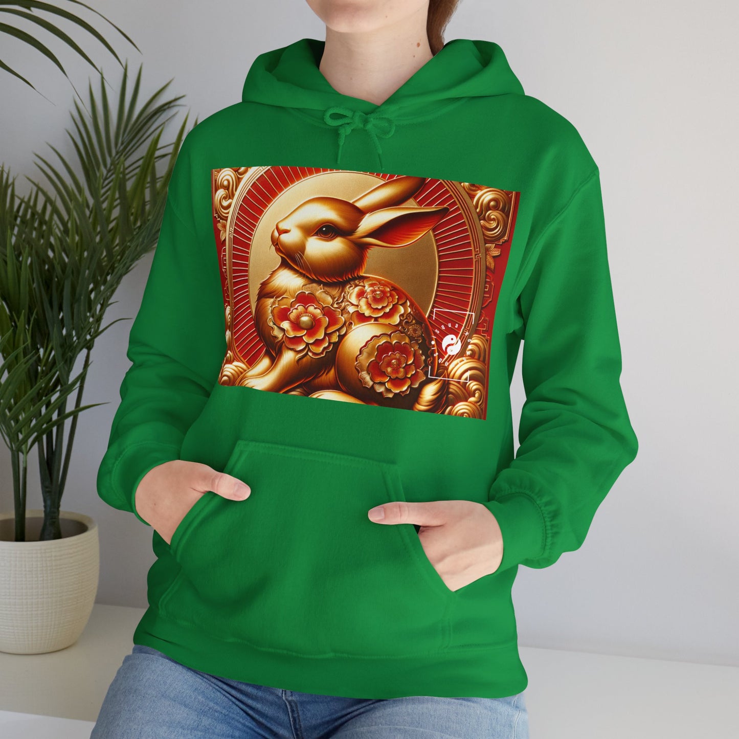 "Golden Blessings: Lunar Rabbit's Resplendence" - Hoodie