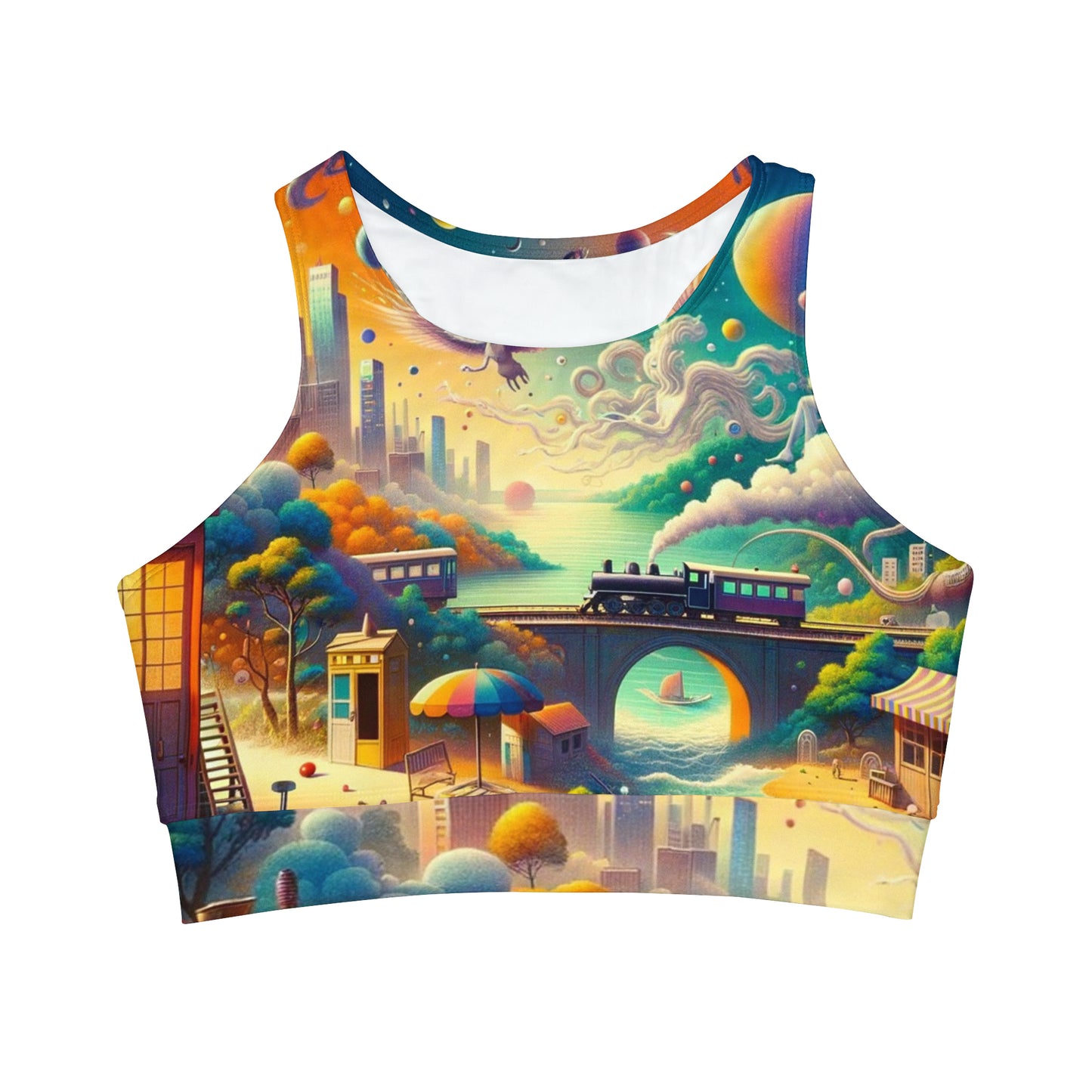 "Mirrors of Metaphor: A Murakami Odyssey" - High Neck Crop Top