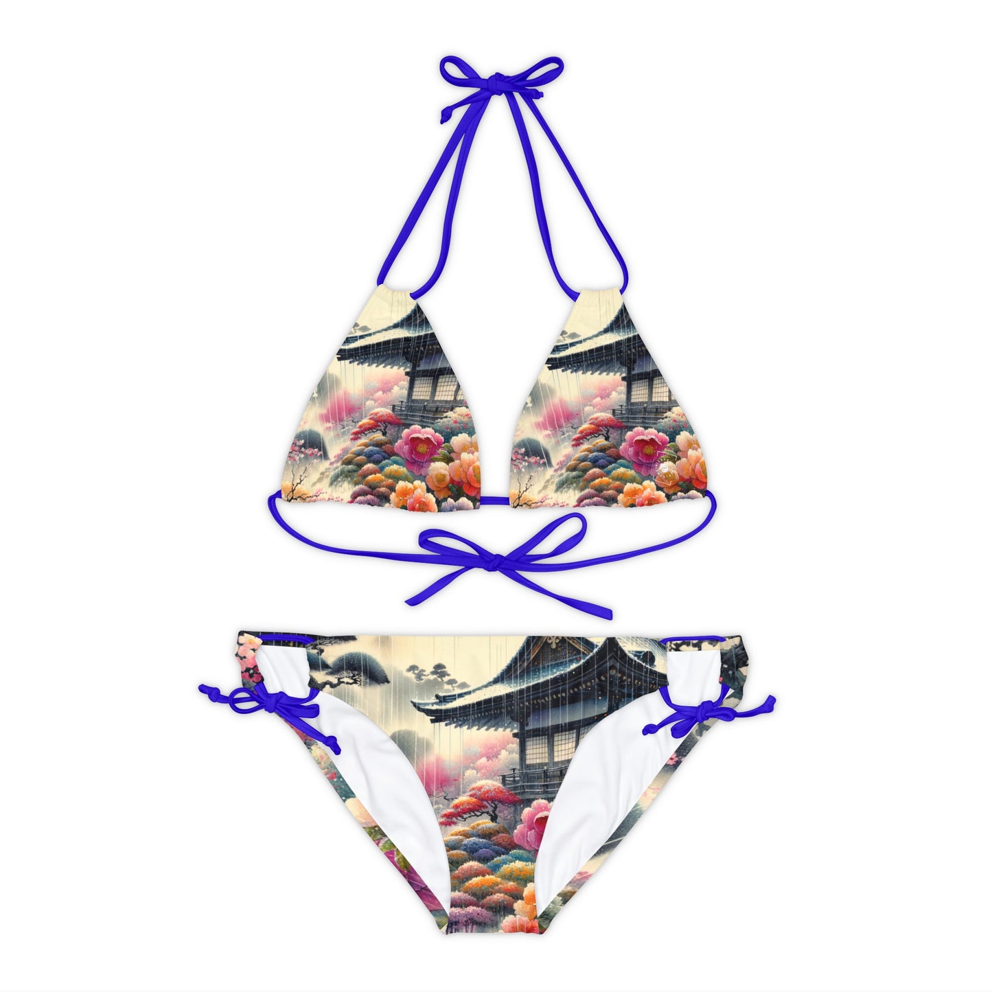 "Sakura Spectrum trempé par la pluie" - Ensemble bikini à lacets