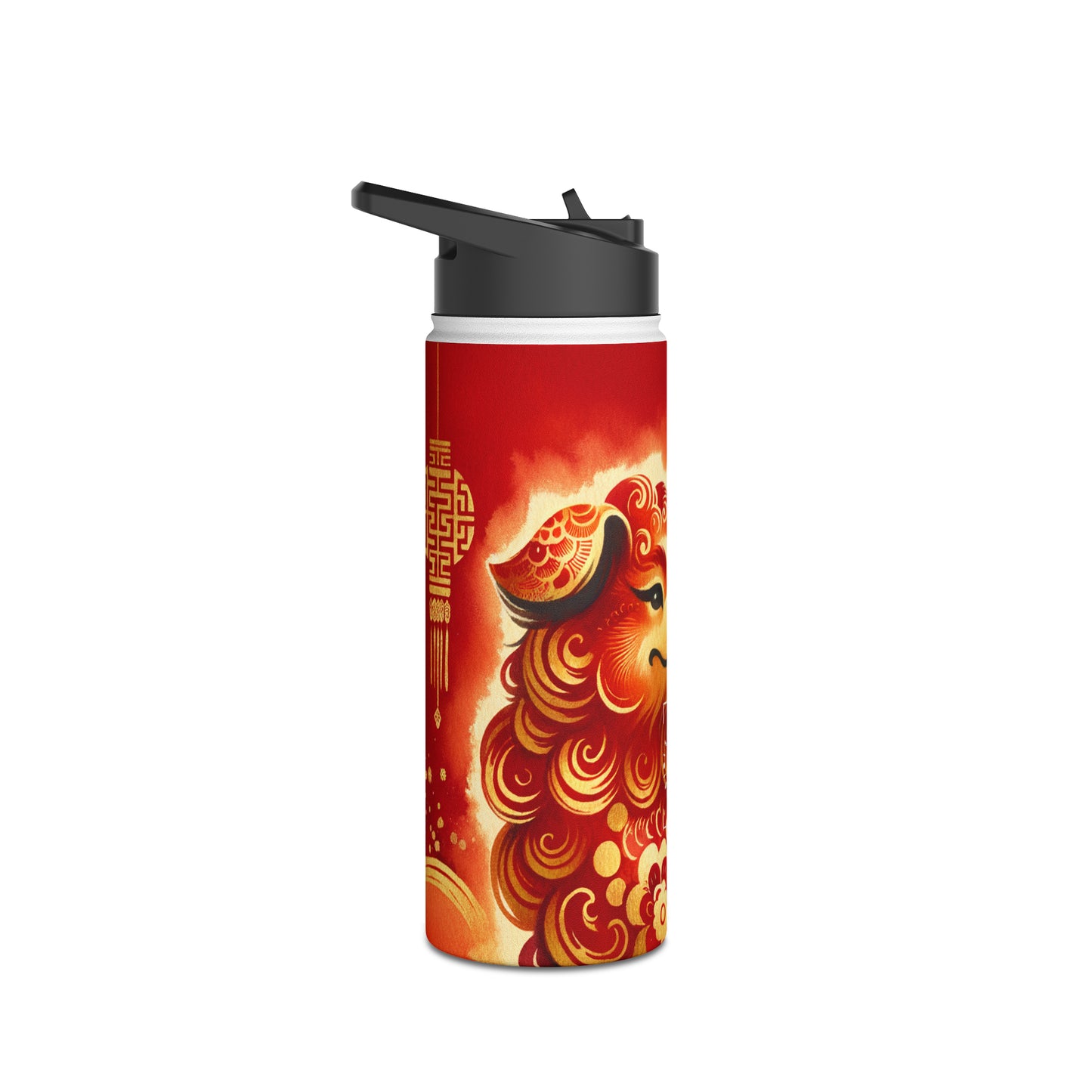 "Golden Canine Emissary on Crimson Tide: A Chinese New Year Odyssey" - Water Bottle