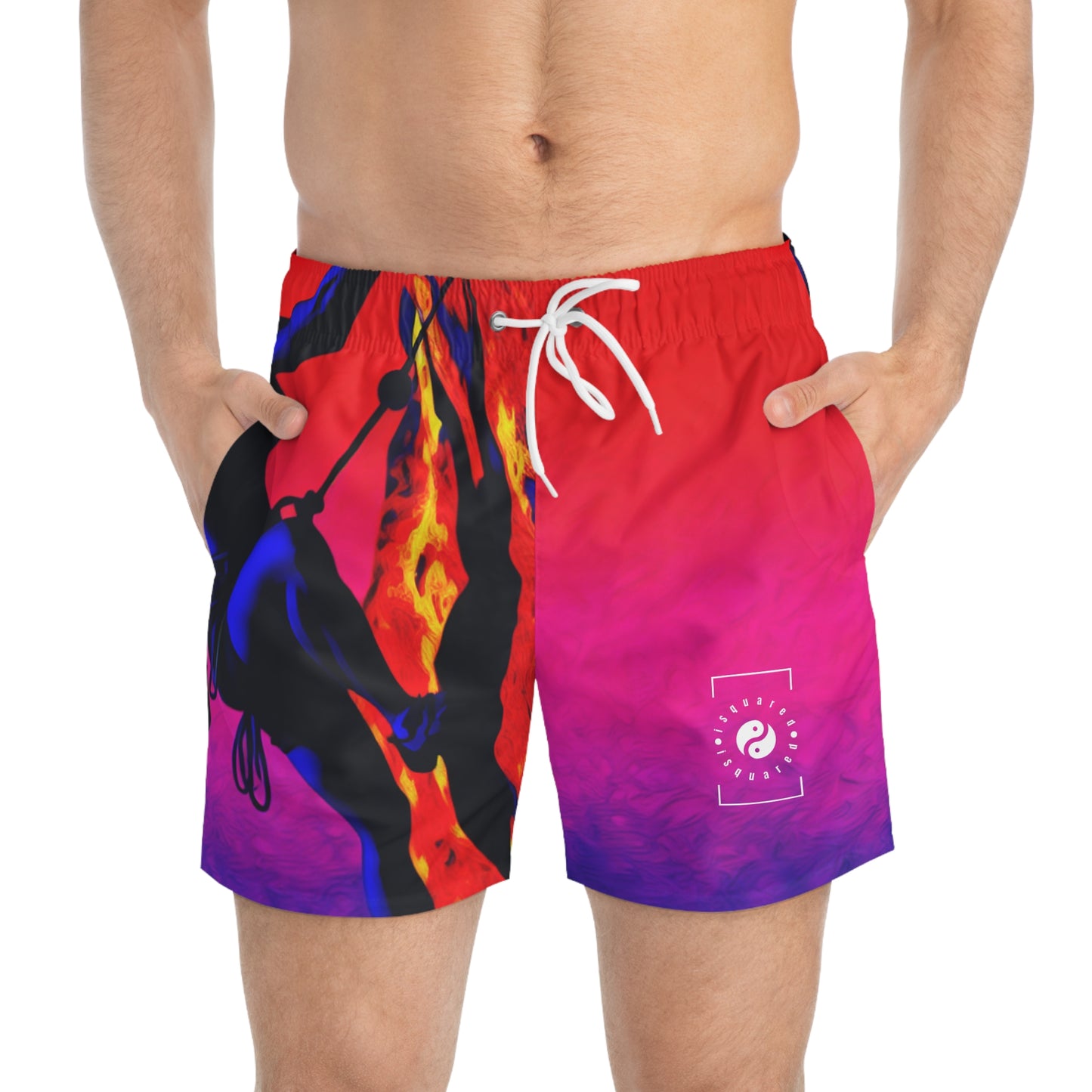 "Technicolour Ascent: The Digital Highline" - Swim Trunks for Men