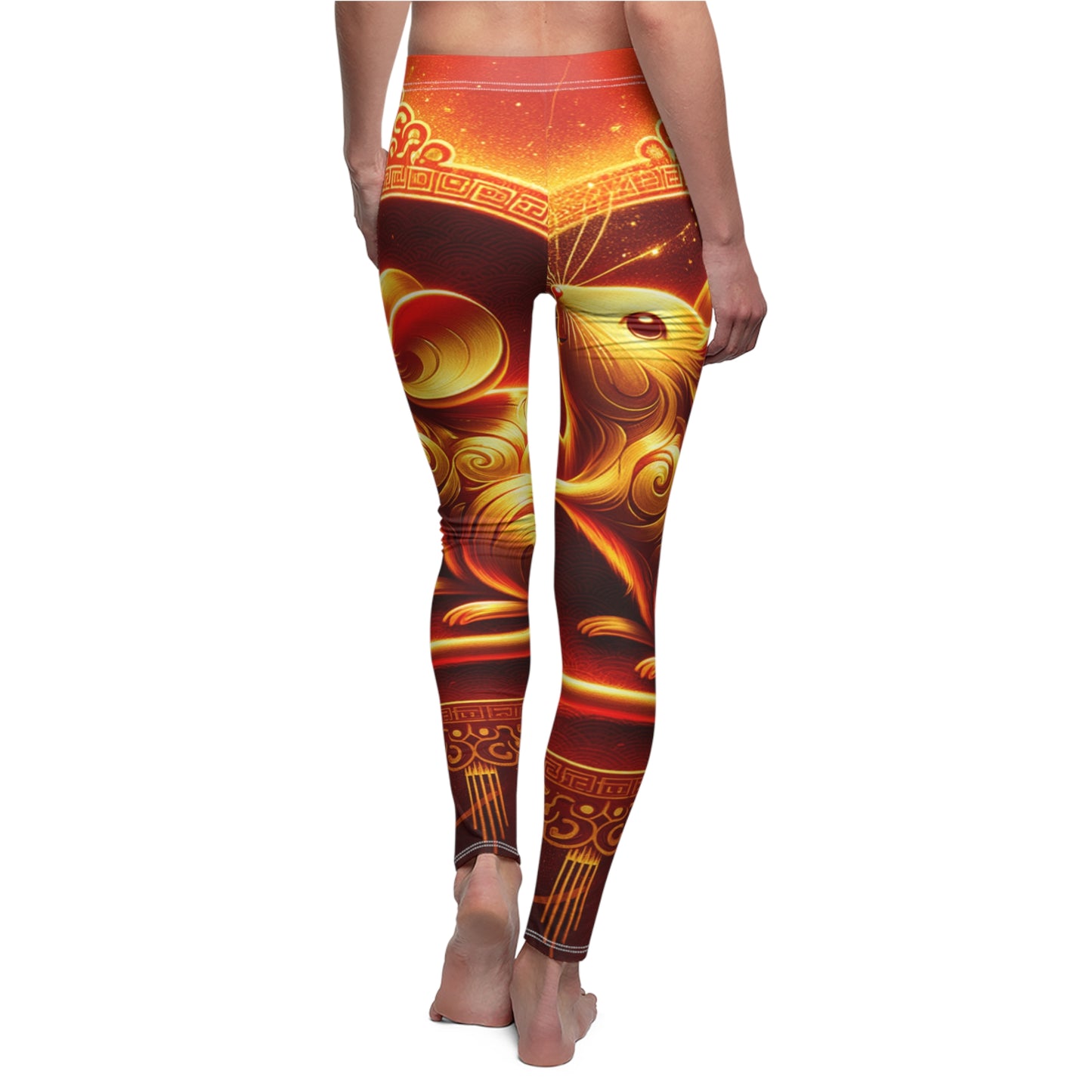 "Émissaire d'or : hommage du Nouvel An lunaire" - Leggings décontractés