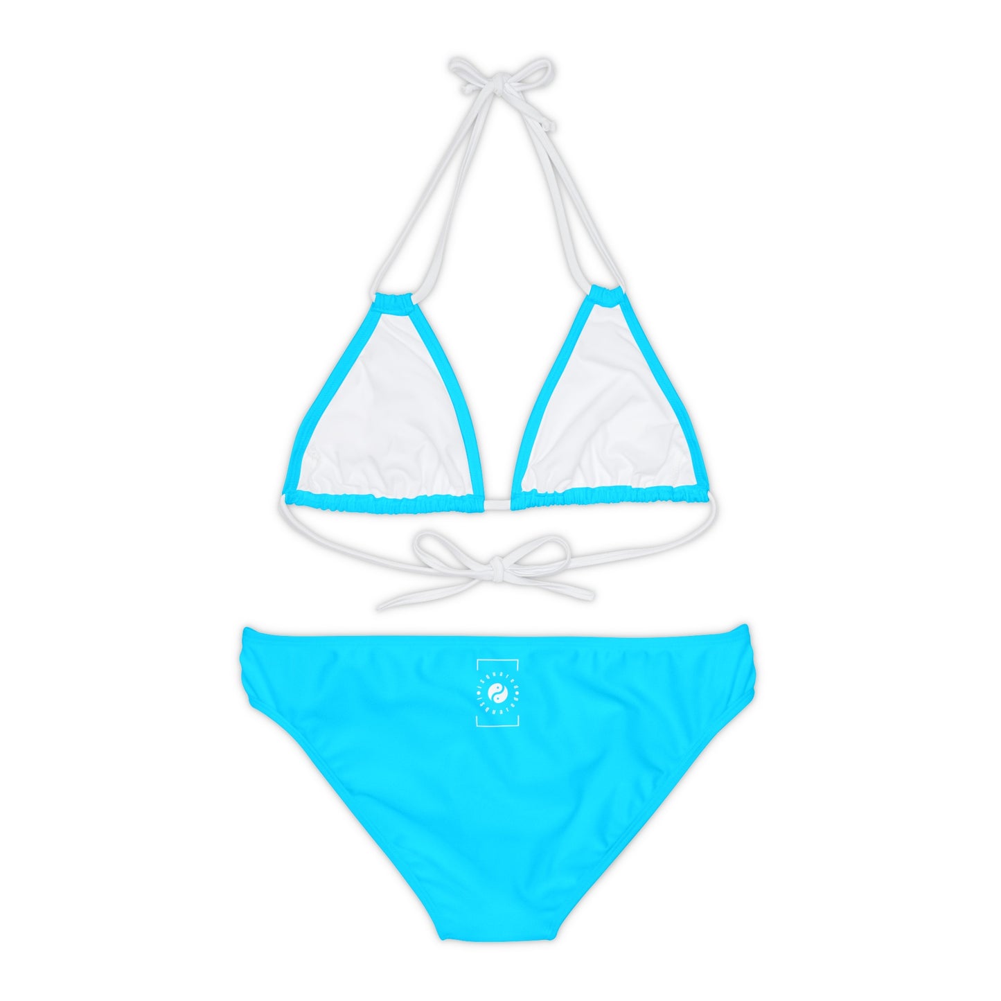 #04D9FF  Neon Blue - Lace-up Bikini Set