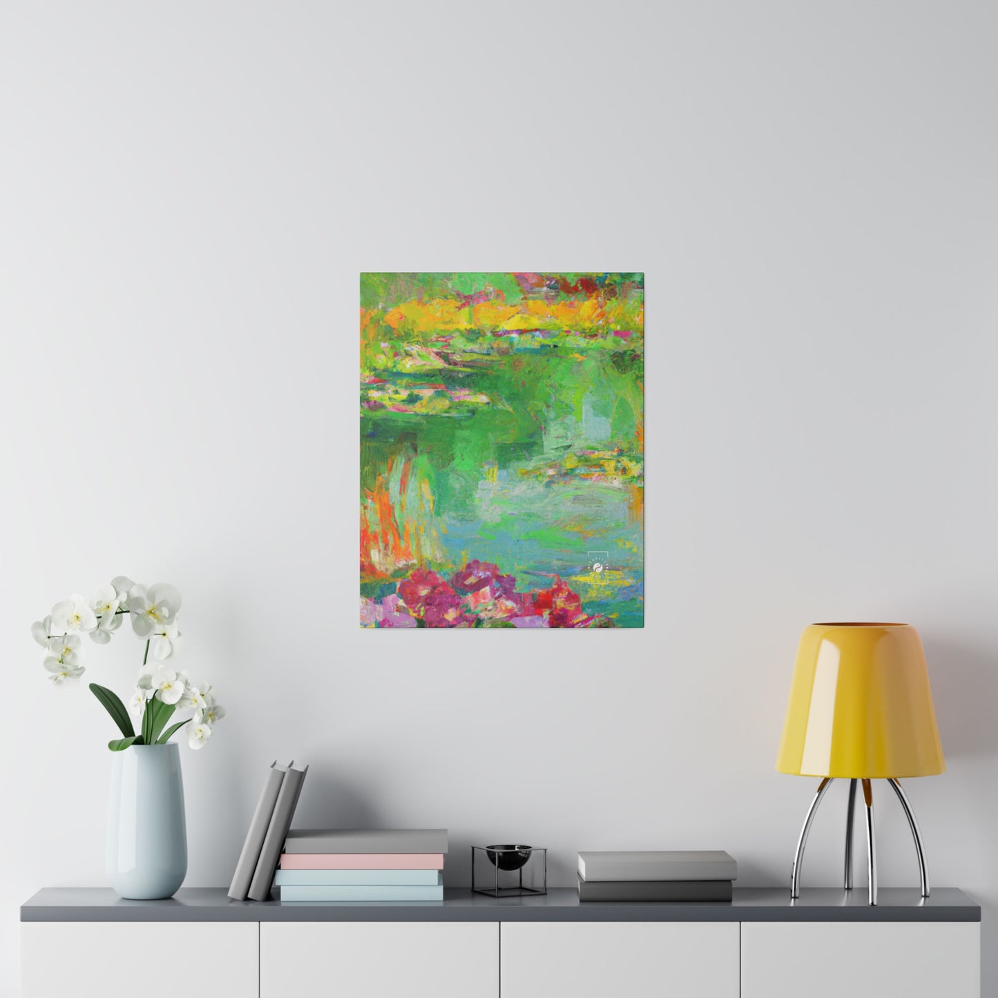 "Lily Aquarelle: Dusk Reflections" - Art Print Canvas