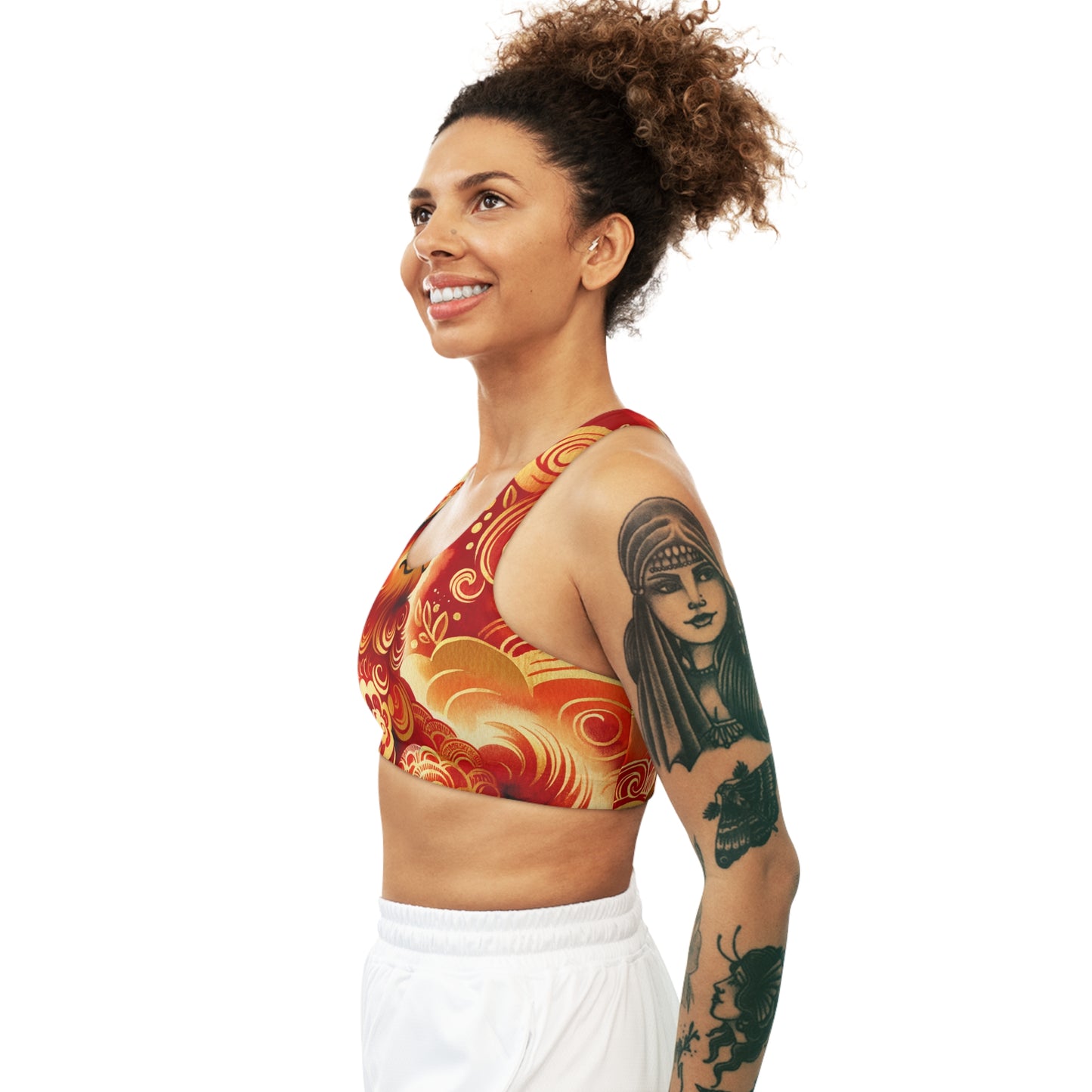 "Golden Canine Emissary on Crimson Tide: A Chinese New Year Odyssey" - Seamless Sports Bra