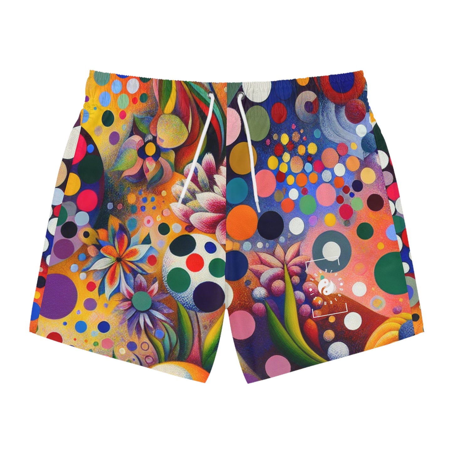 "Polka Petals in Yogic Surrealism: An Artistic Salute to Kusama and Kahlo" - Swim Trunks for Men