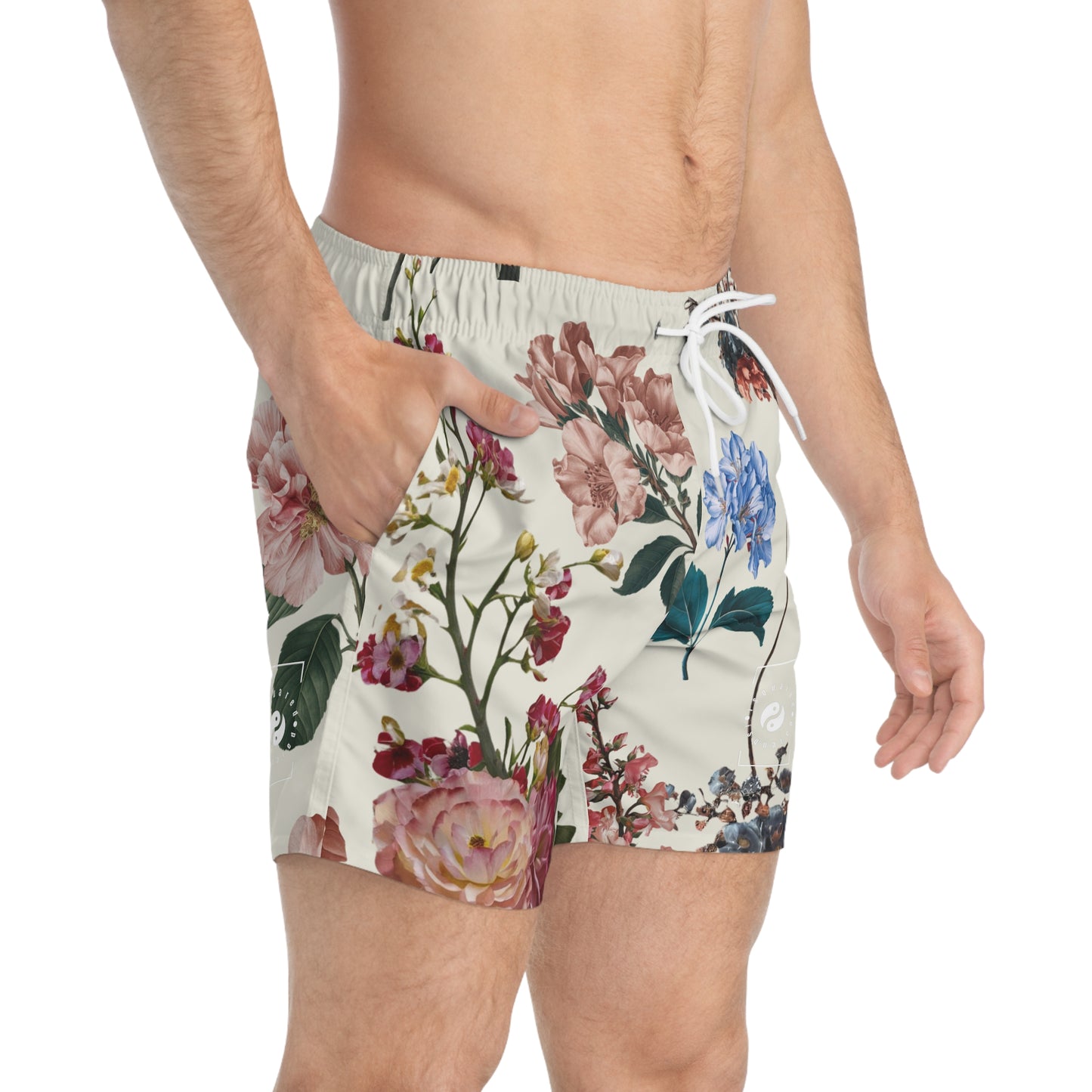 Botanicals on Beige - Swim Trunks for Men