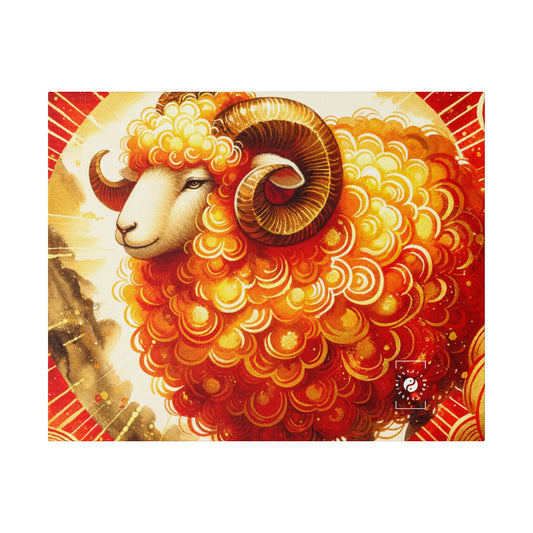 Auspicious Gold of Divine Ewe: A Lunar New Year Art Print Canvas
