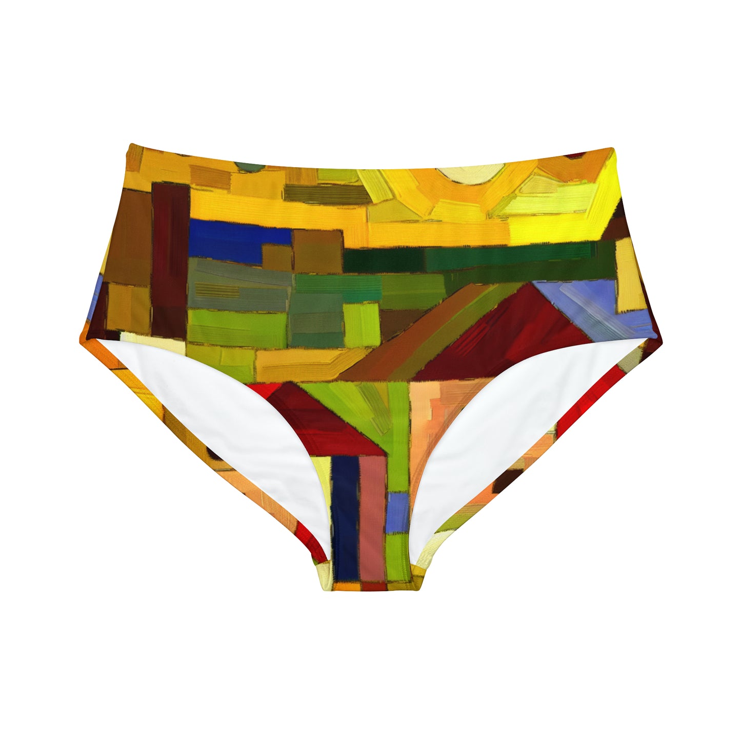 « Adobes de terre dans les teintes de Hundertwasser » - Bas de bikini taille haute