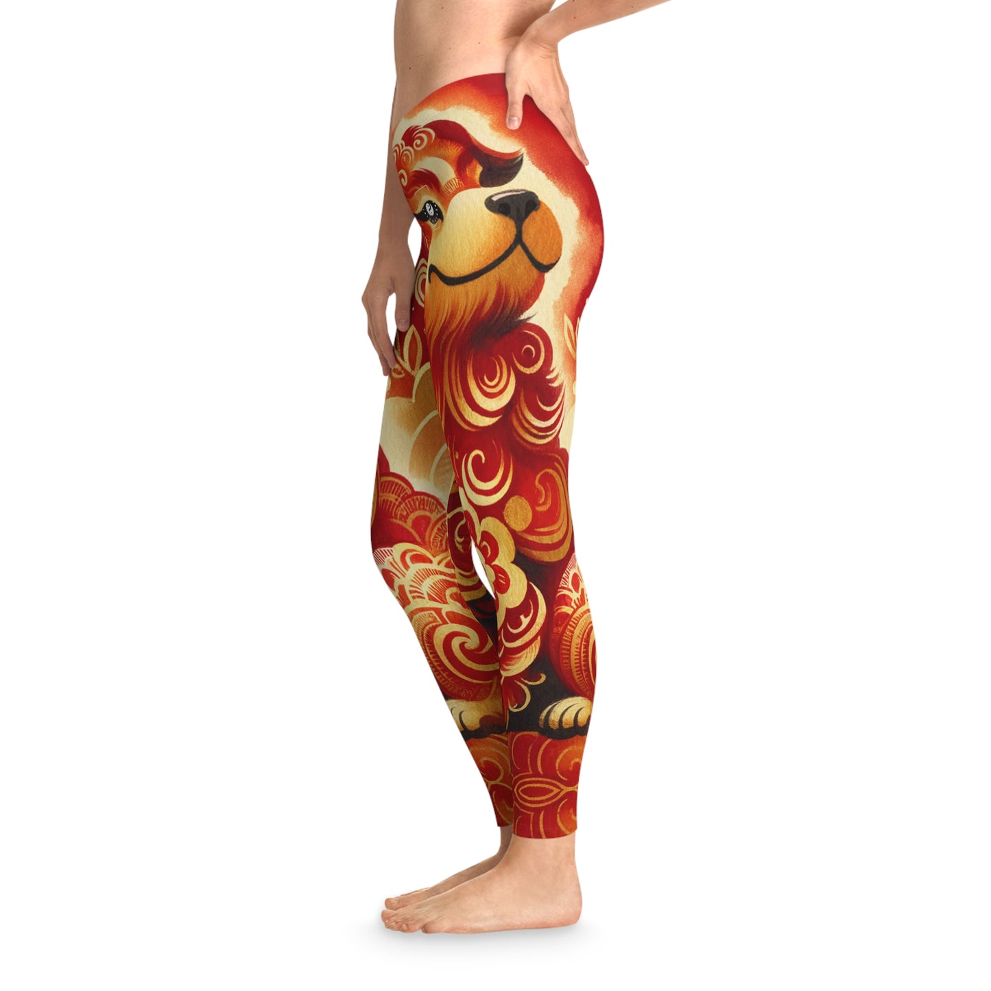 "Golden Canine Emissary on Crimson Tide: A Chinese New Year Odyssey" - Unisex Tights