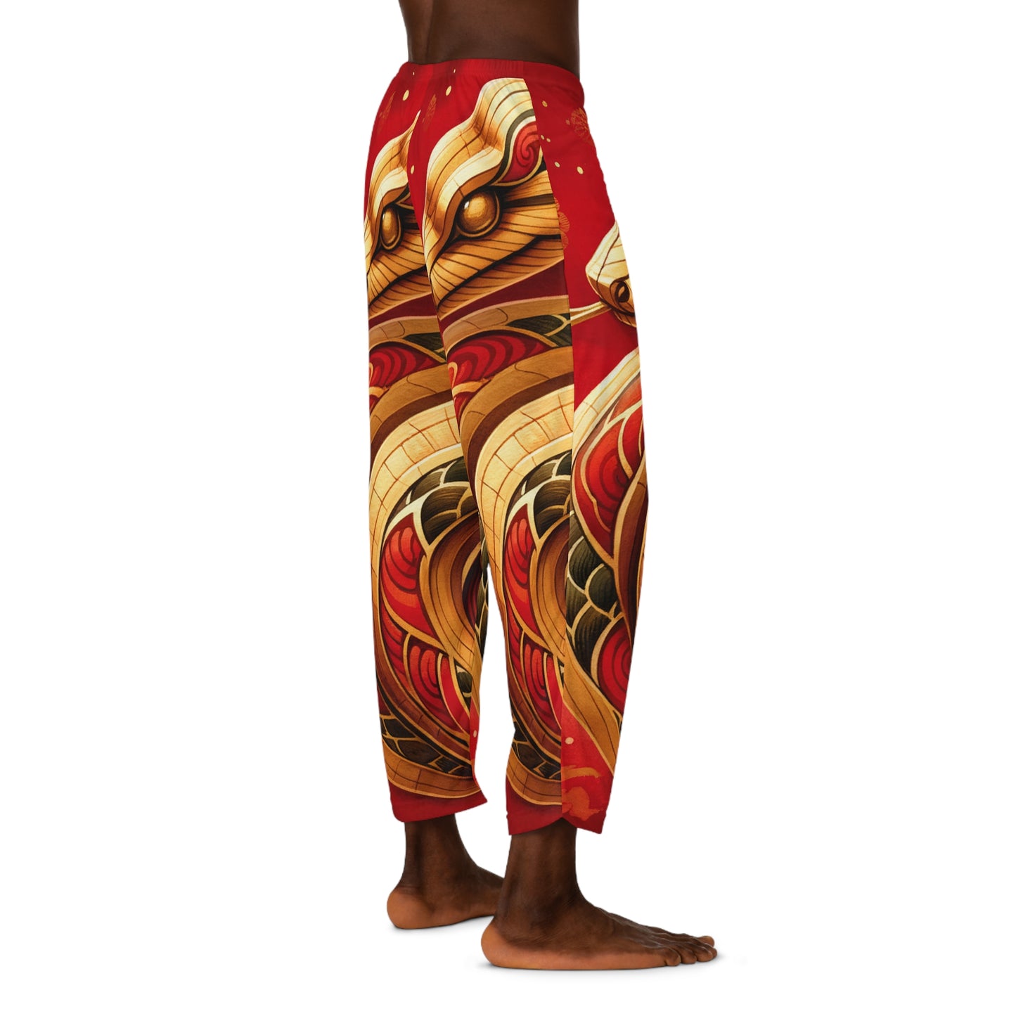 "Crimson Serenity: The Golden Snake" - men's Lounge Pants