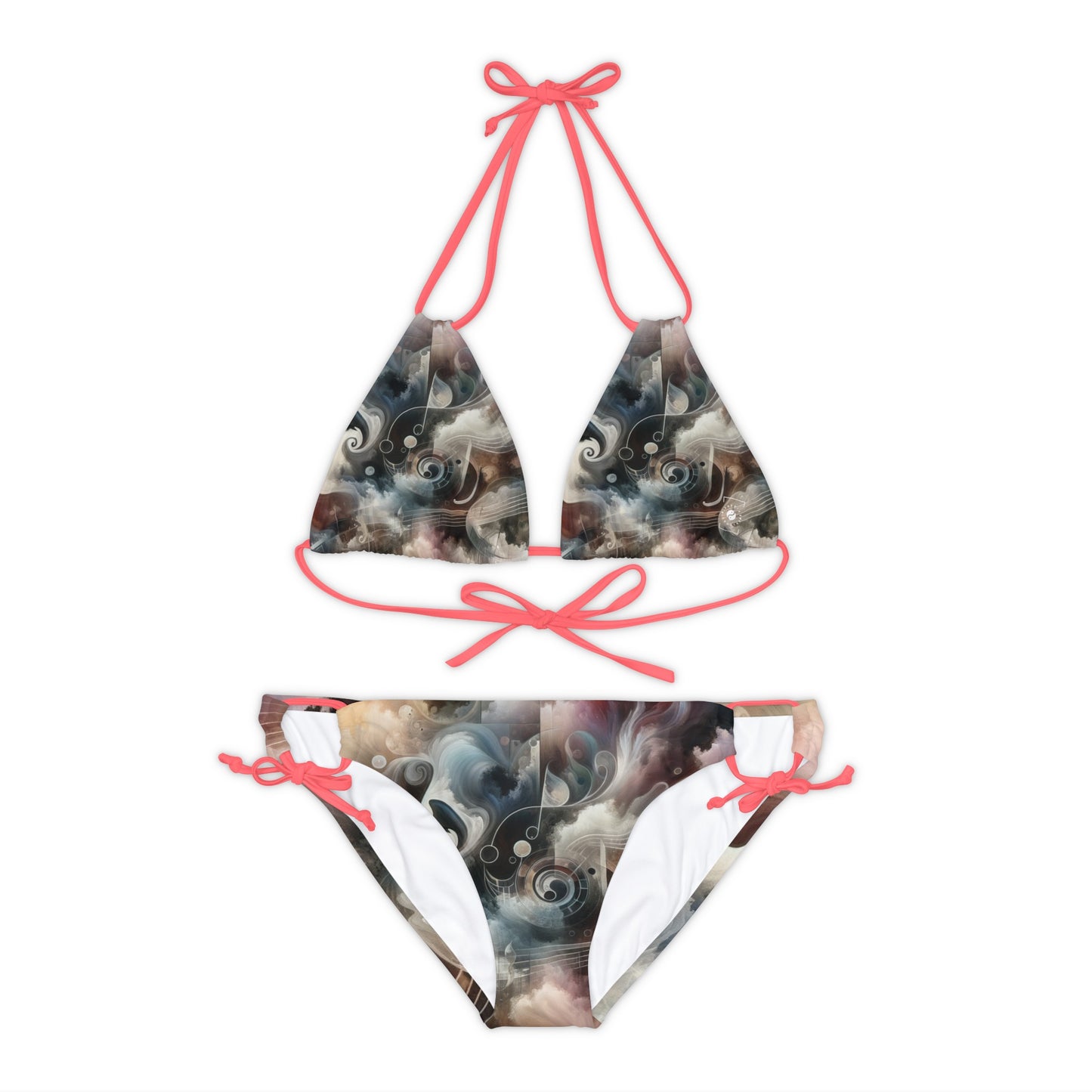 "Harmony of Descent: An Abstract Ode to La Traviata" - Lace-up Bikini Set