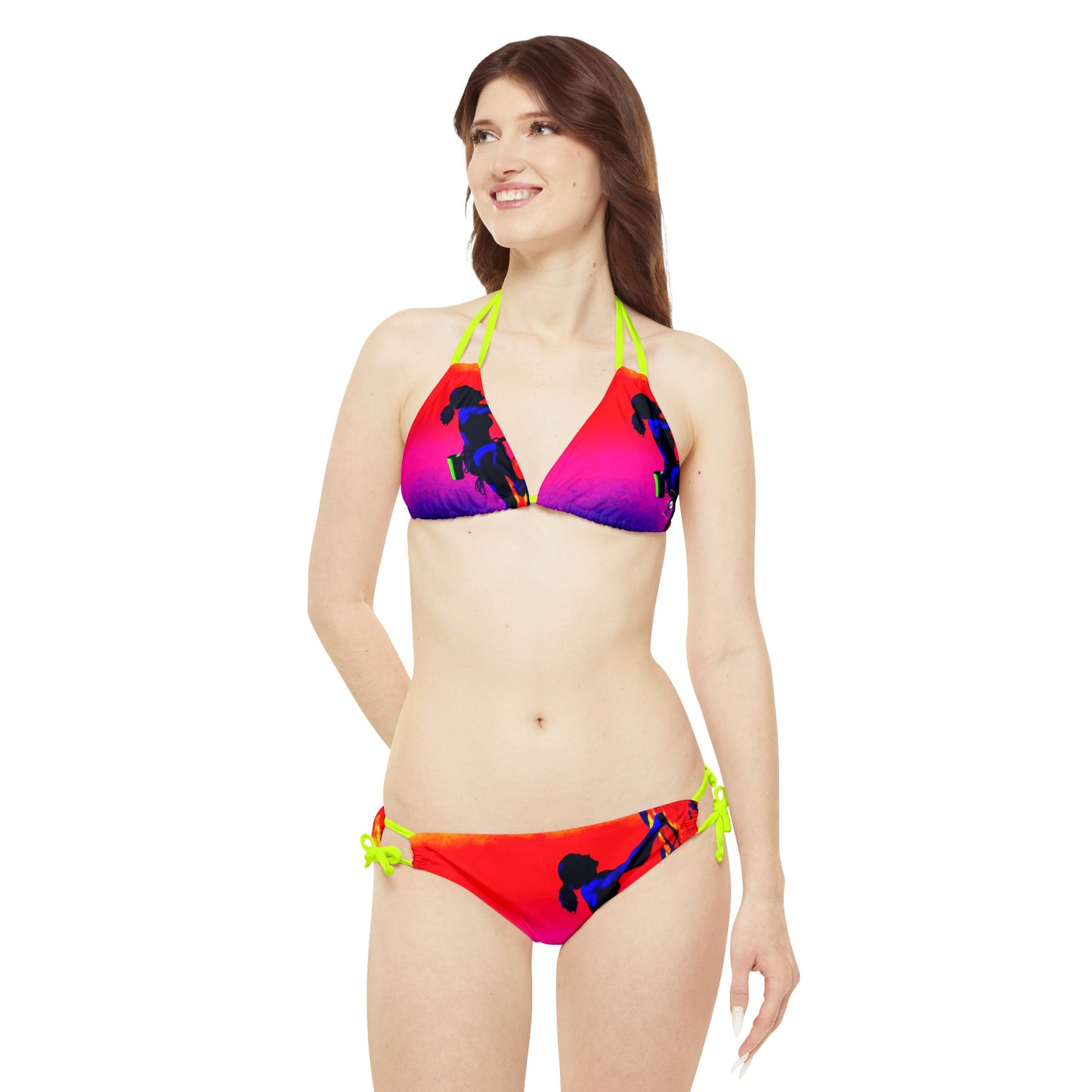 "Technicolour Ascent: The Digital Highline" - Lace-up Bikini Set